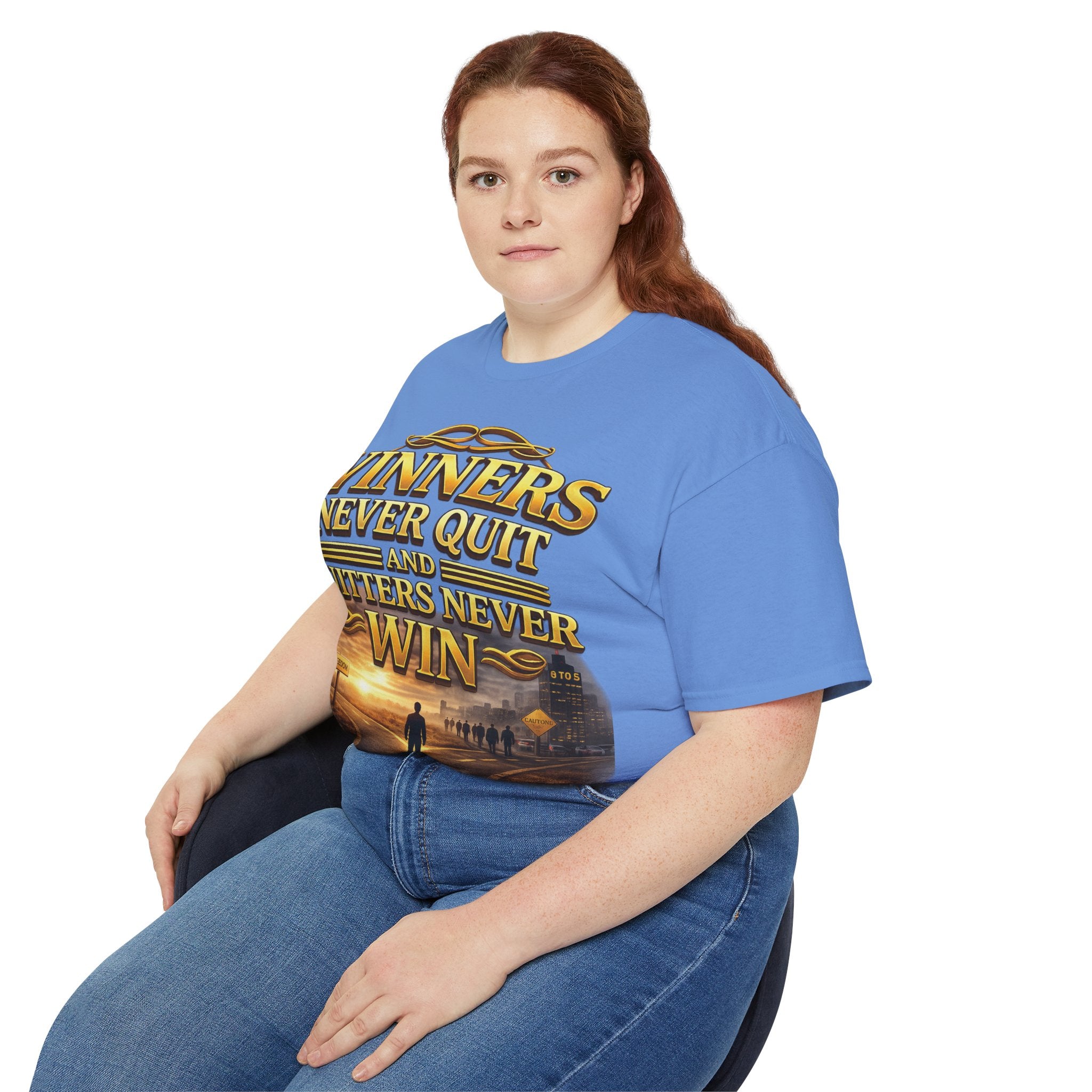 Winners Never Quit Inspirational Tee — Motivational Quote Shirt Printify