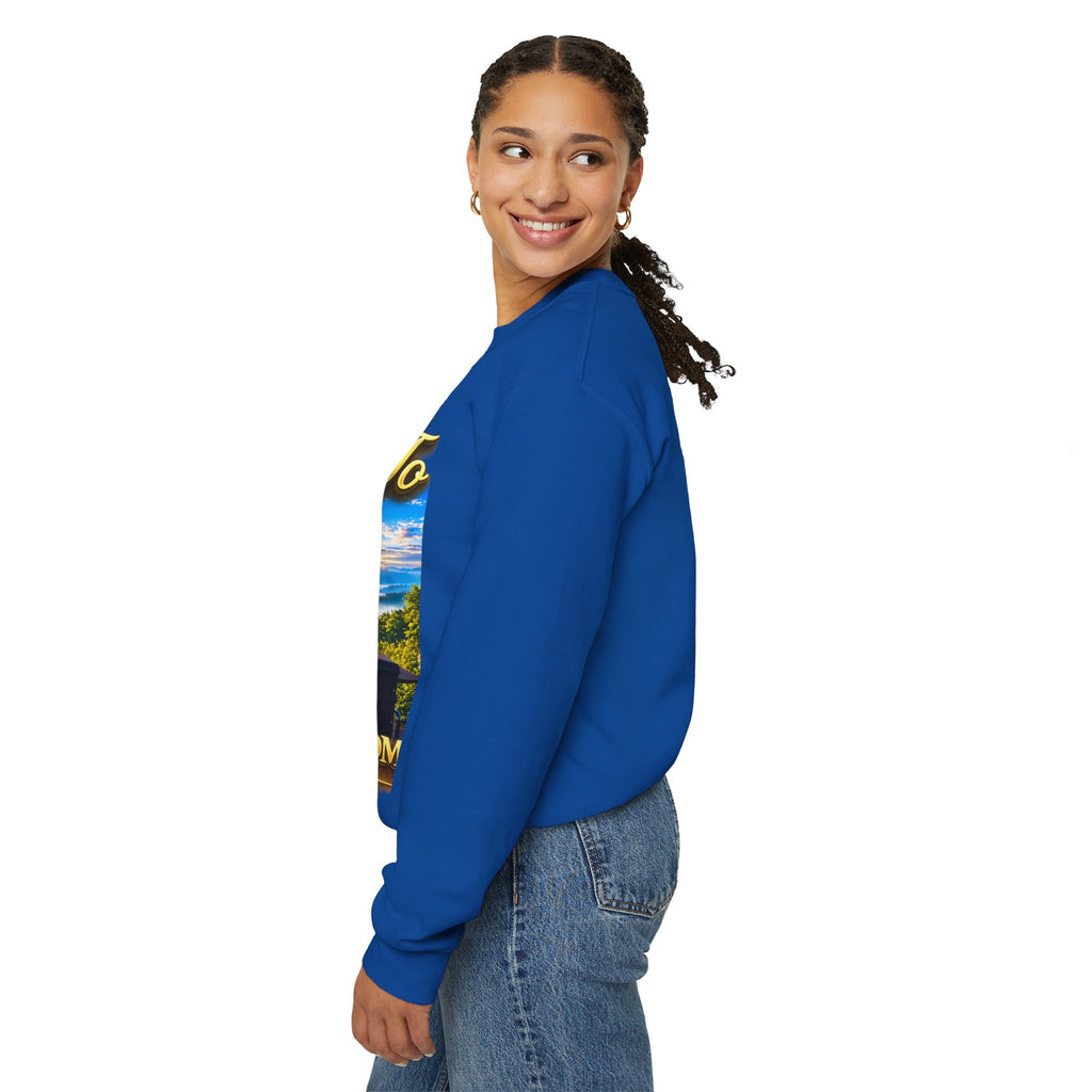 Working From Home Sweatshirt – "Say Hello To" Scenic Home Office Crewneck Printify