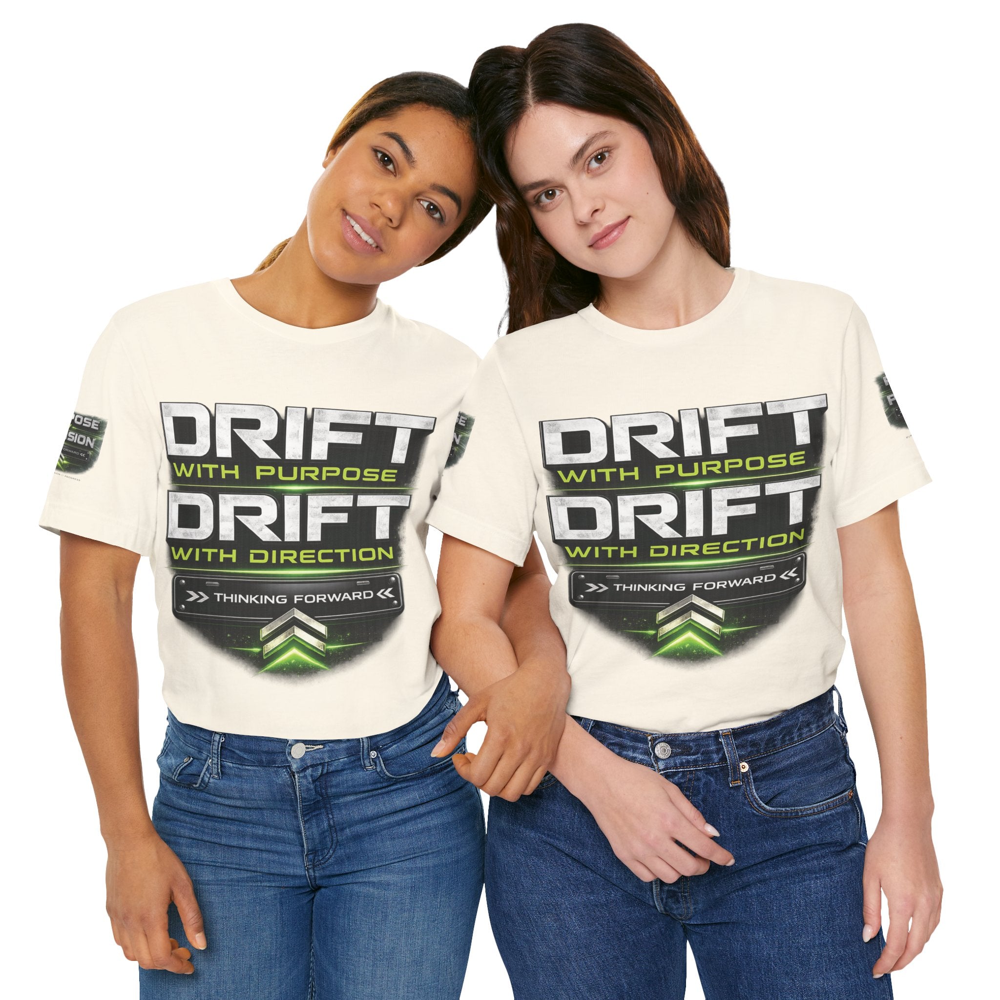 Drift With Direction Graphic Tee — 'Drift with Purpose / Thinking Forward' Racing T-Shirt Printify