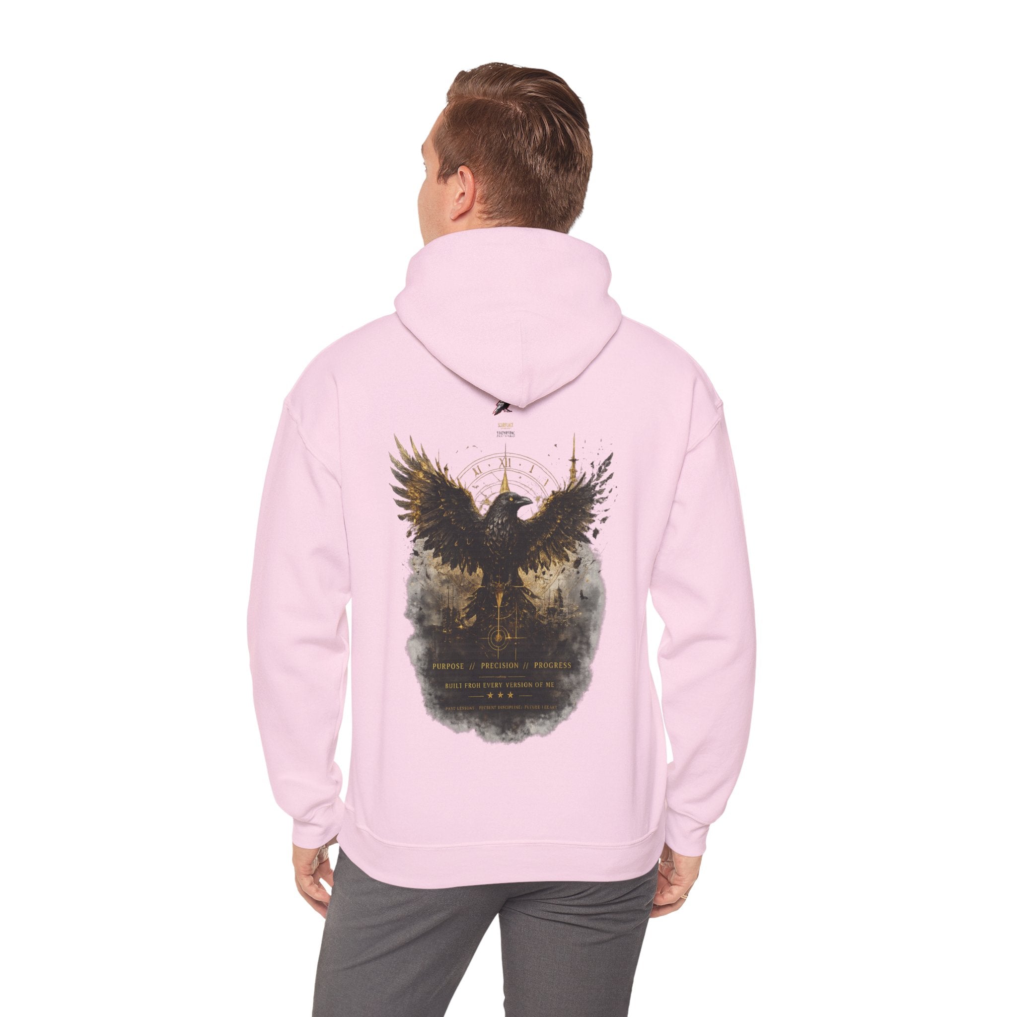 Inspirational Hoodie – “Never Letting Regret Your Past” Motivational City Night Sweatshirt Printify