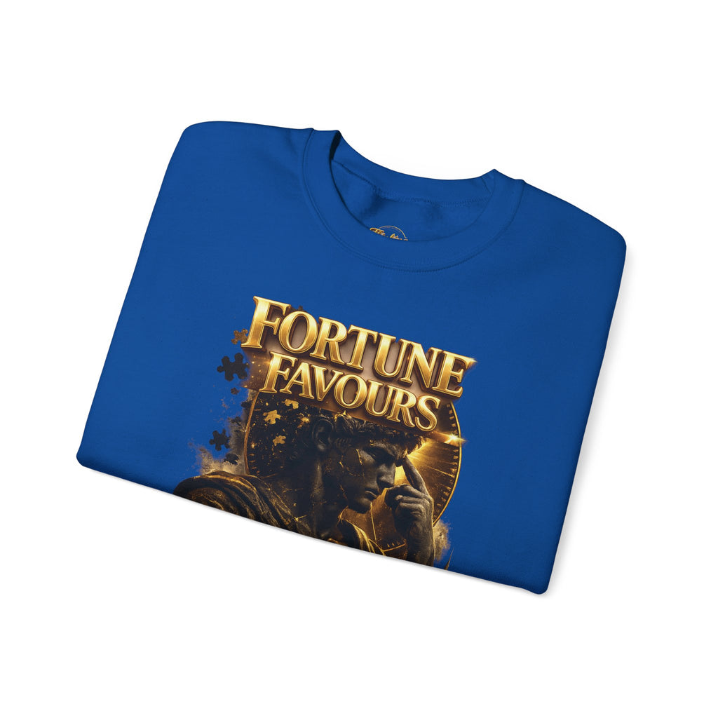 Crewneck Sweatshirt — "Fortune Favors the Prepared Mind" Motivational Design Printify