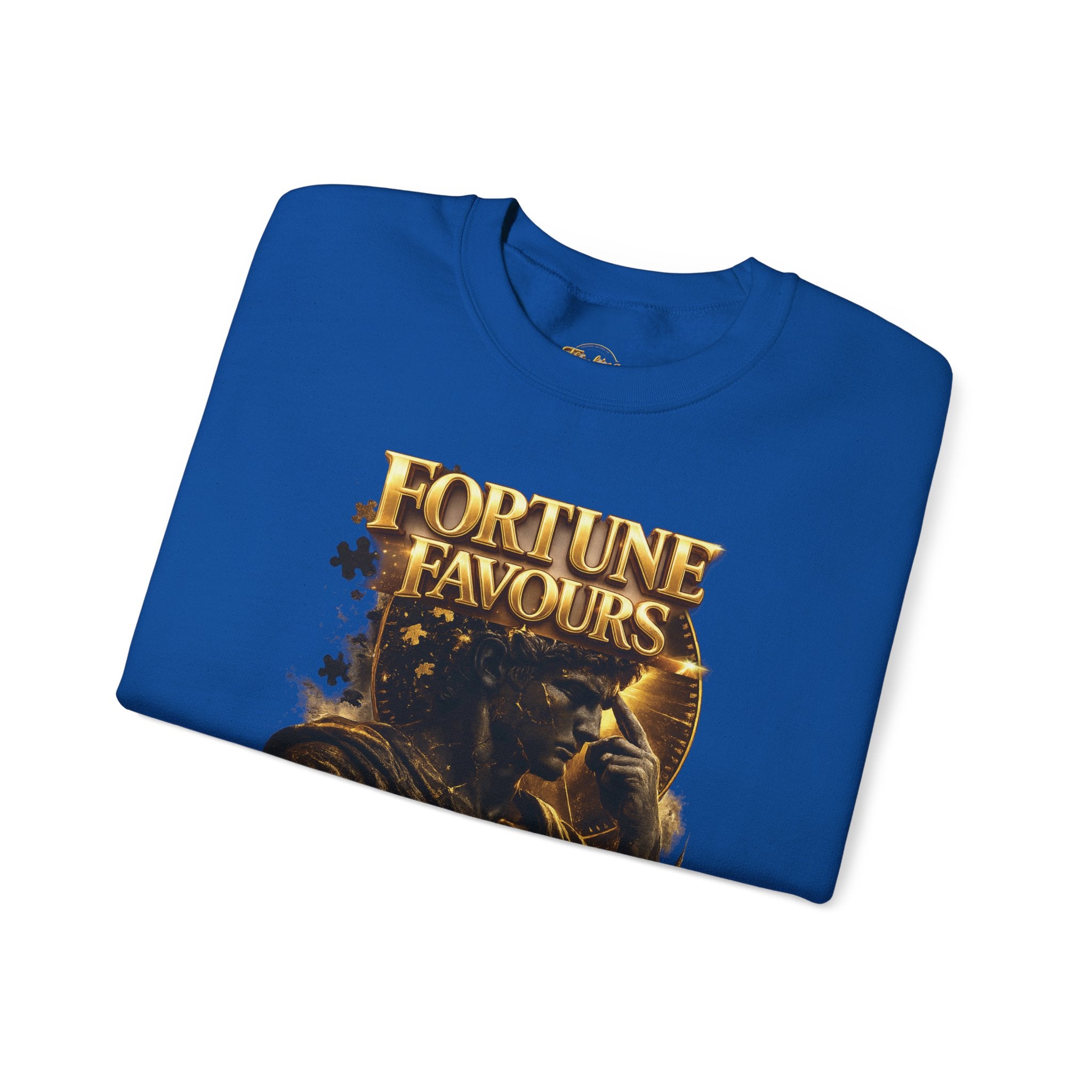 Crewneck Sweatshirt — "Fortune Favors the Prepared Mind" Motivational Design Printify