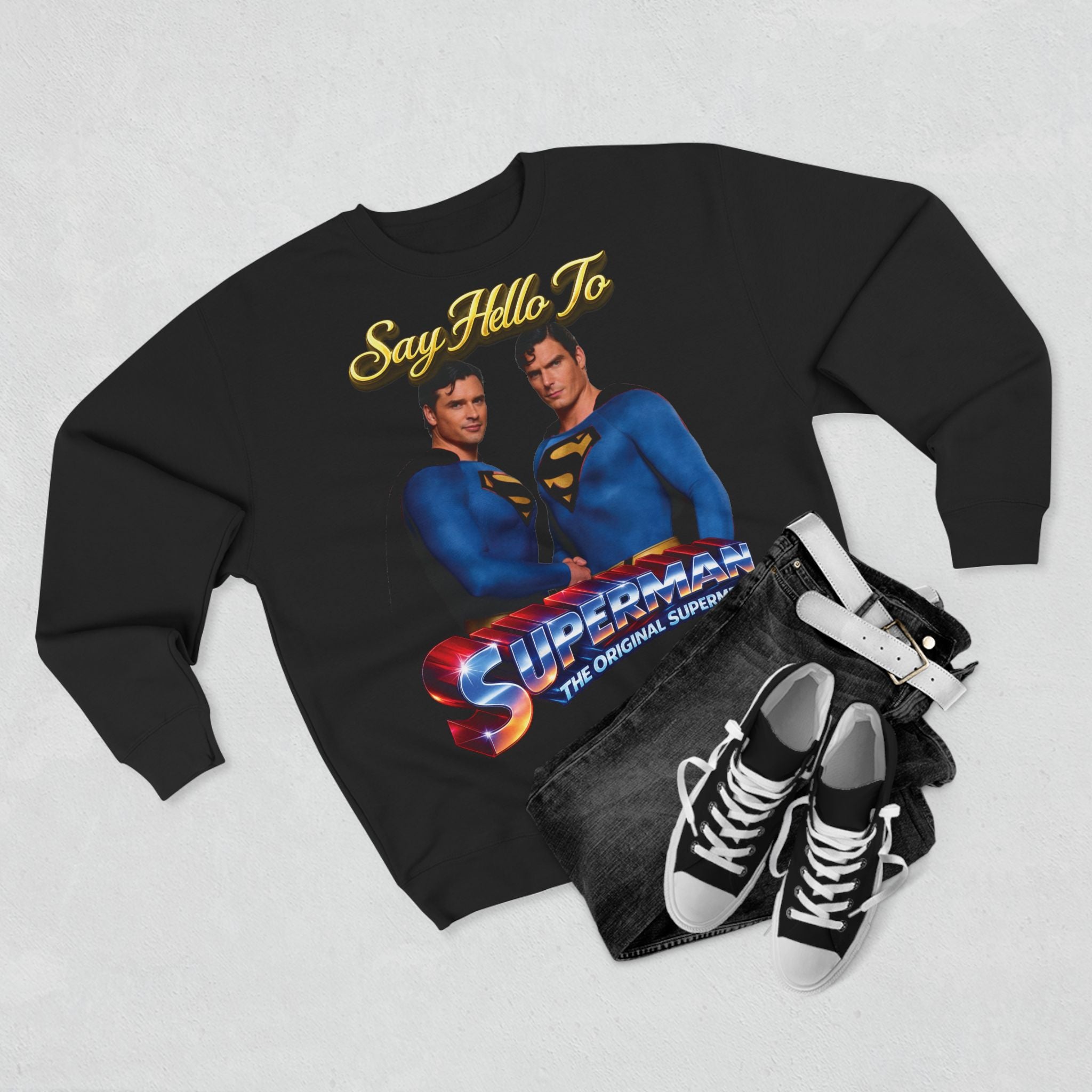 Superman Retro 'Say Hello To' Crewneck Sweatshirt Printify