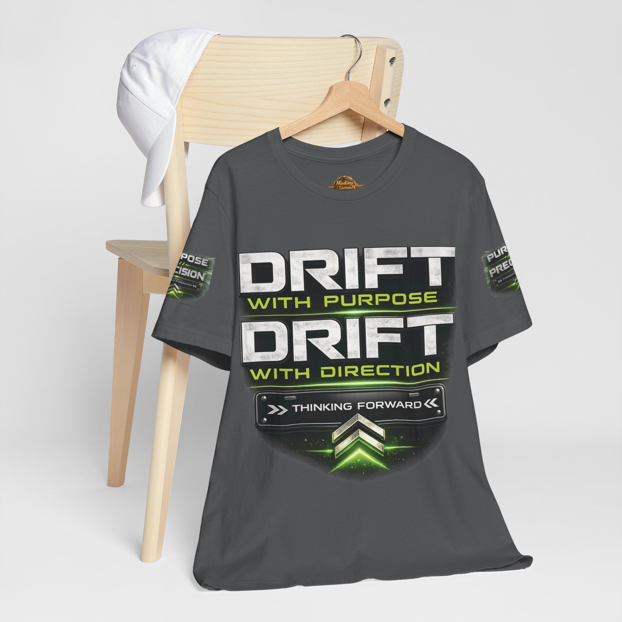 Drift With Direction Graphic Tee — 'Drift with Purpose / Thinking Forward' Racing T-Shirt Printify