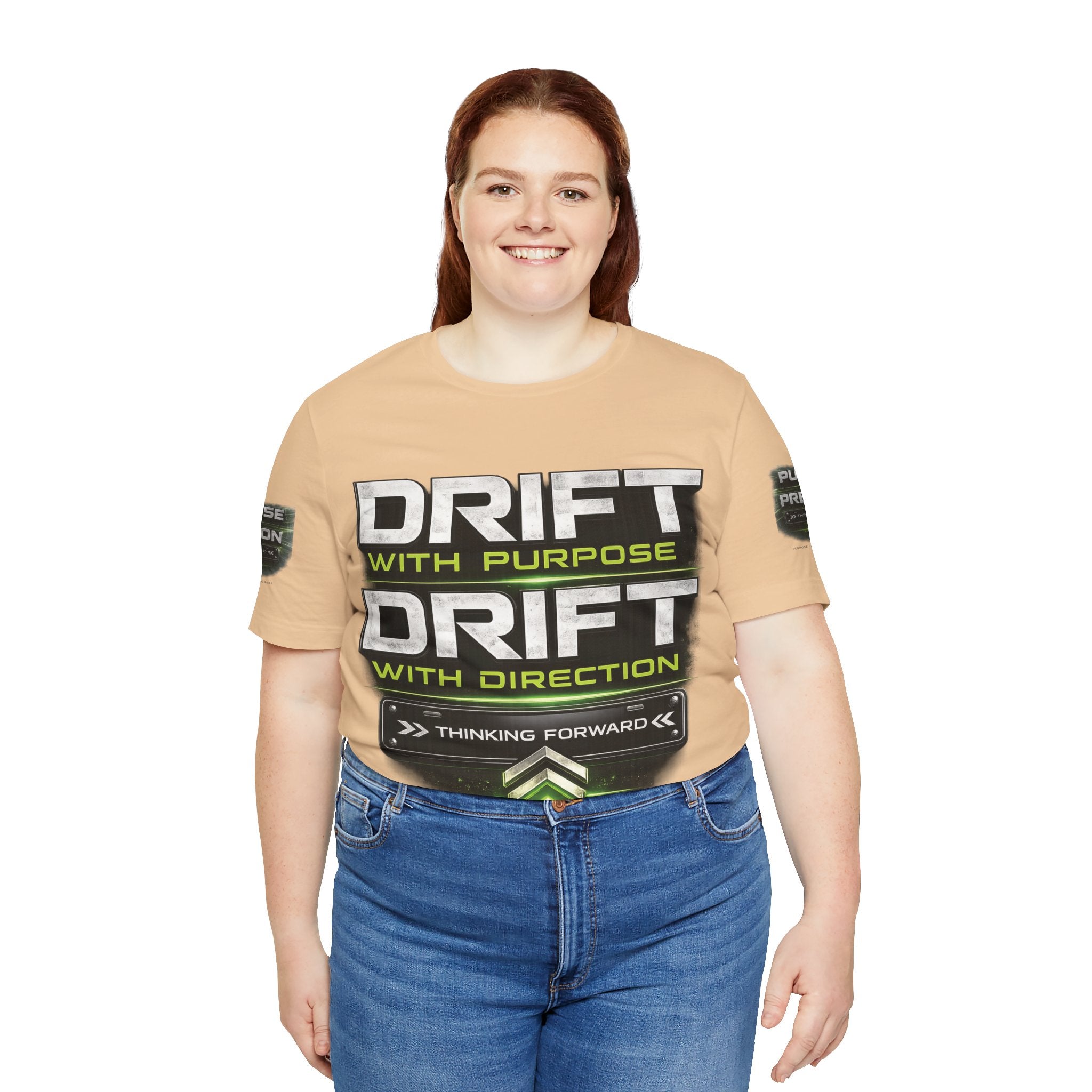 Drift With Direction Graphic Tee — 'Drift with Purpose / Thinking Forward' Racing T-Shirt Printify