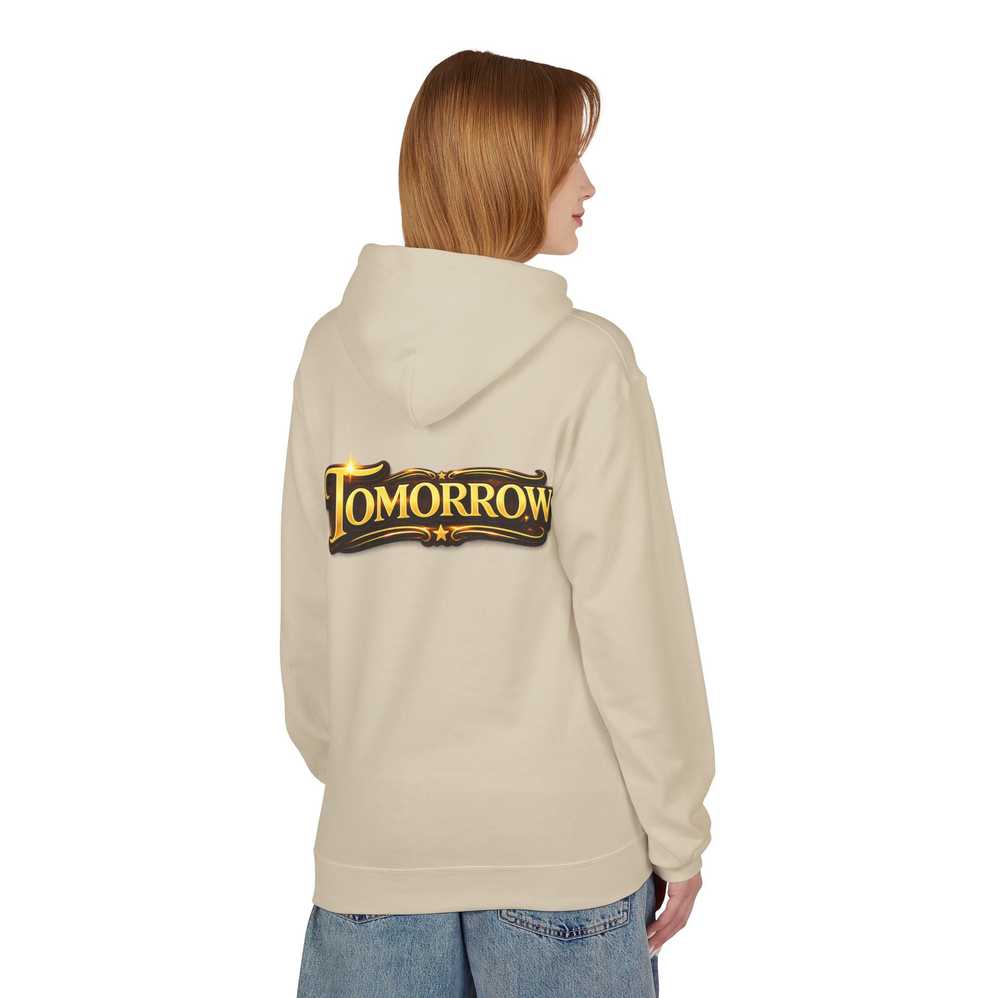 Tomorrow Hoodie — "What's Always Coming But Never Arrives?" Vintage Quote Hoodie Printify