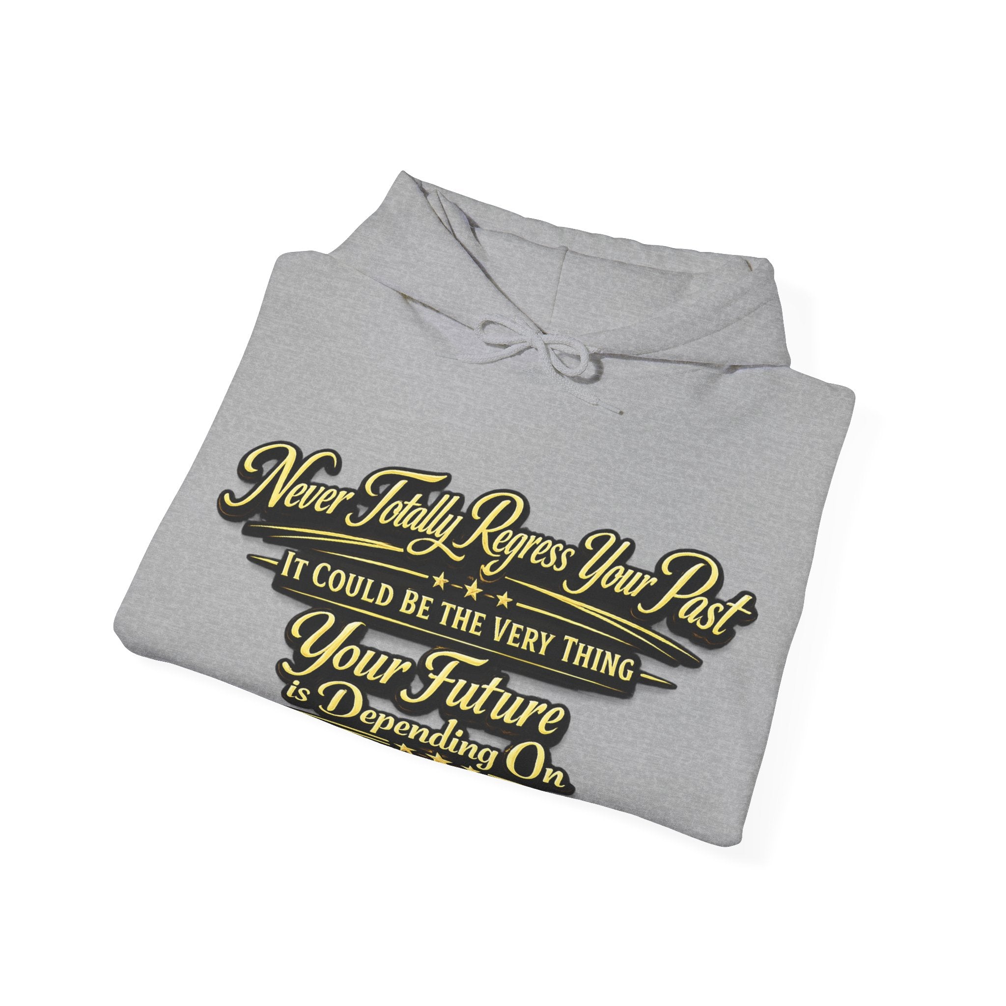 Inspirational Hoodie – “Never Letting Regret Your Past” Motivational City Night Sweatshirt Printify
