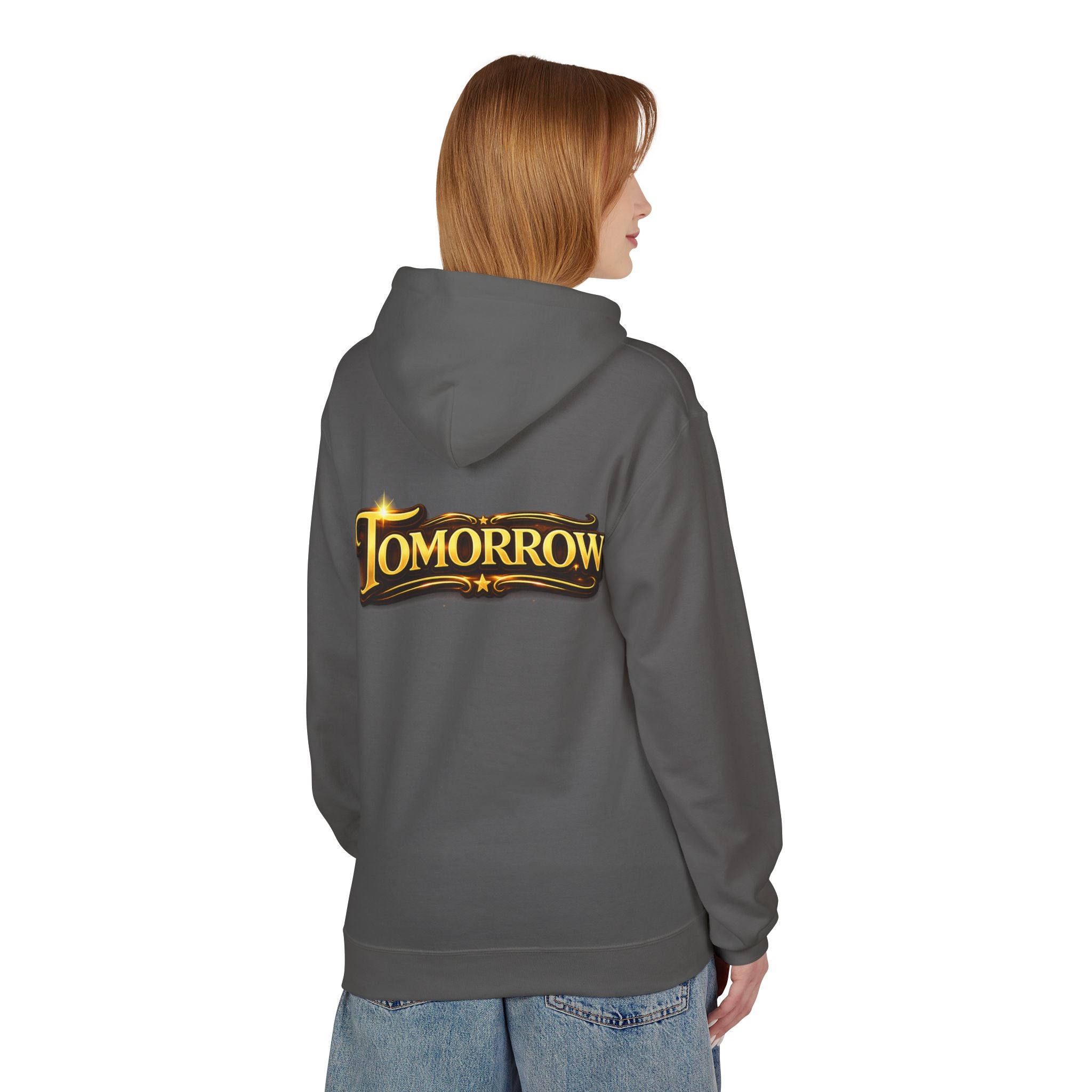 Tomorrow Hoodie — "What's Always Coming But Never Arrives?" Vintage Quote Hoodie Printify