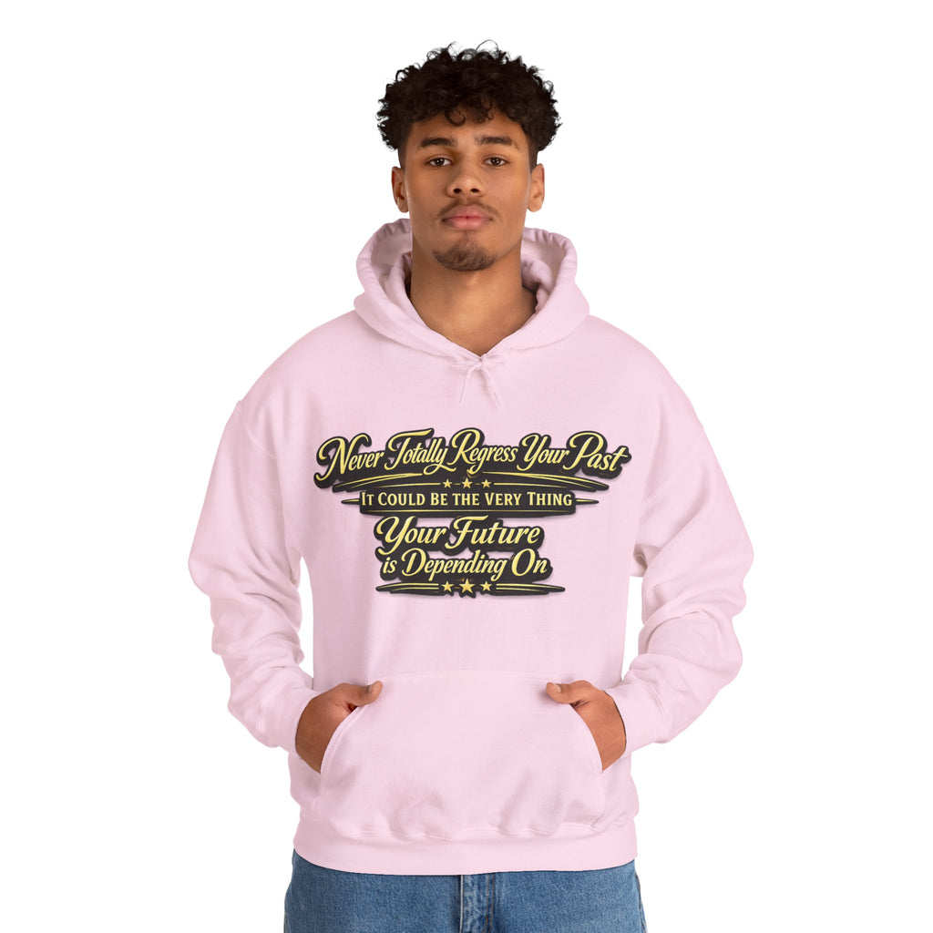 Inspirational Hoodie – “Never Letting Regret Your Past” Motivational City Night Sweatshirt Printify