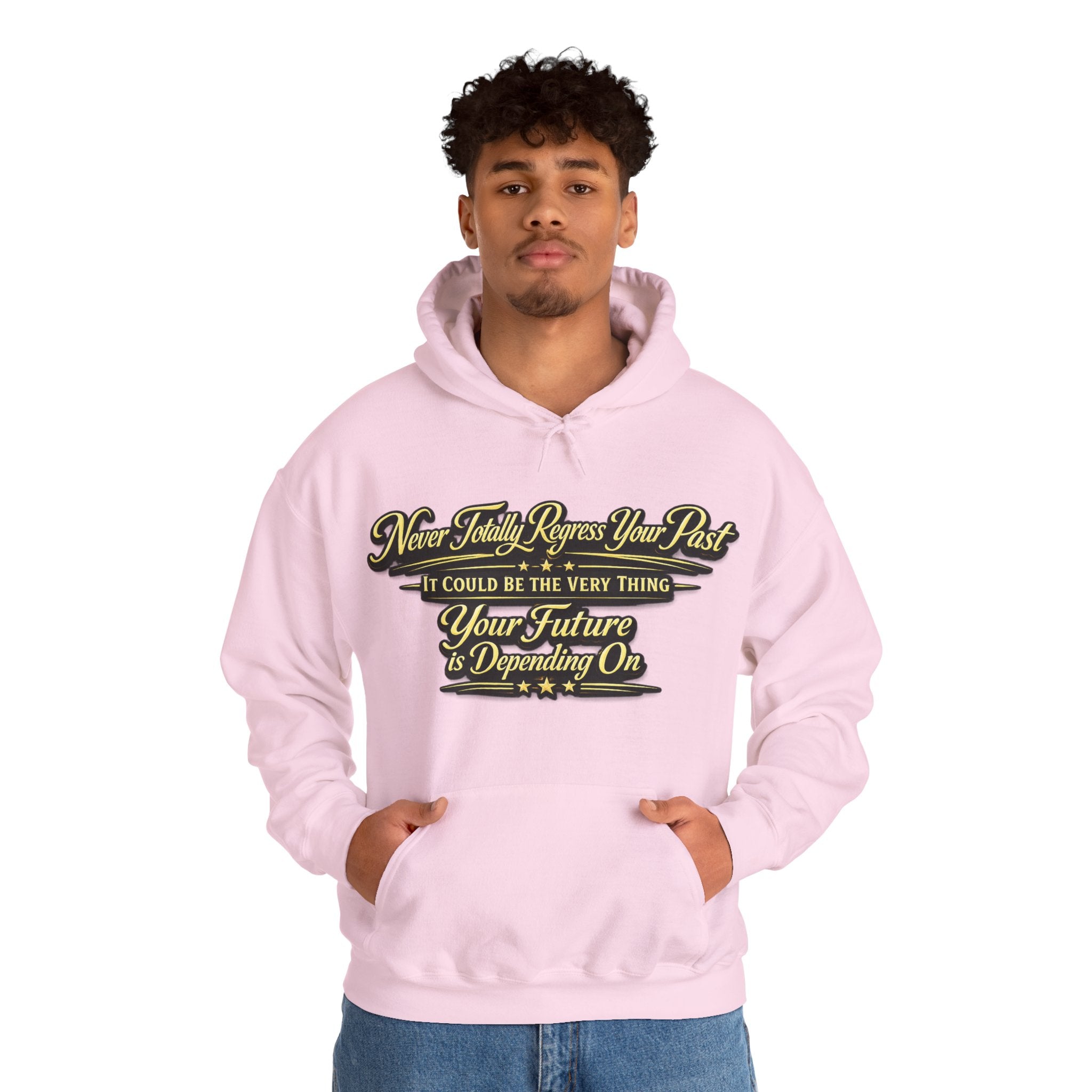 Inspirational Hoodie – “Never Letting Regret Your Past” Motivational City Night Sweatshirt Printify