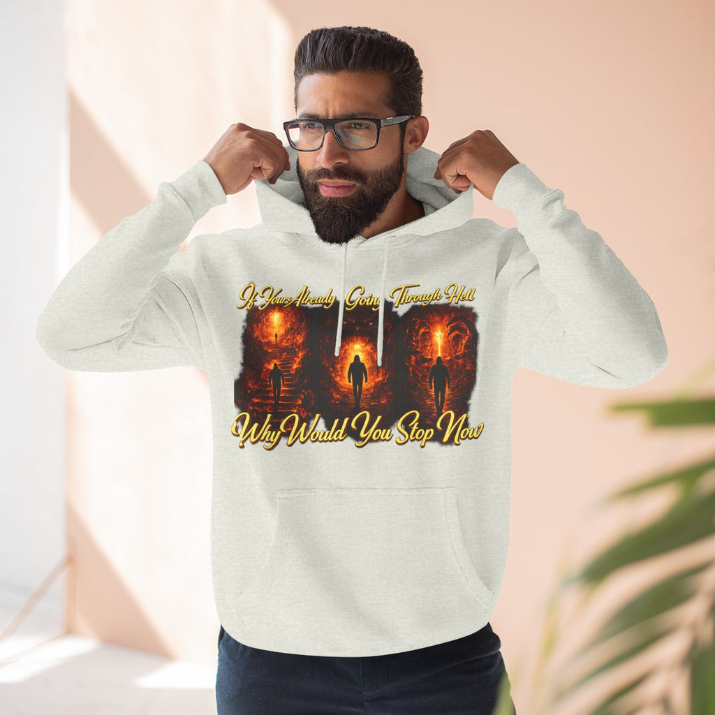Three-Panel Inspirational Hoodie — "I Was Awakened..." Spiritual Graphic Pullover Printify