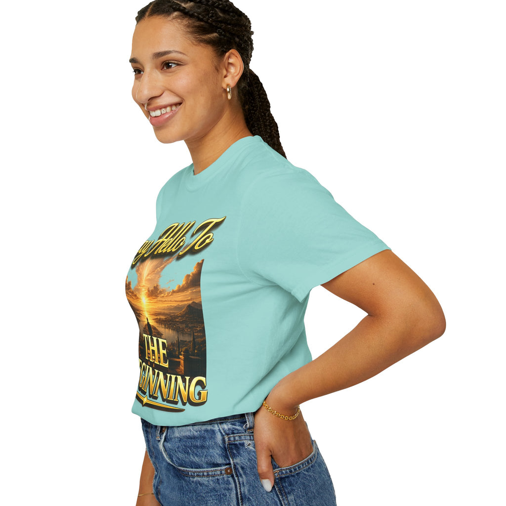 Inspirational 'Say Hello to The Beginning' Sunrise T-Shirt Printify