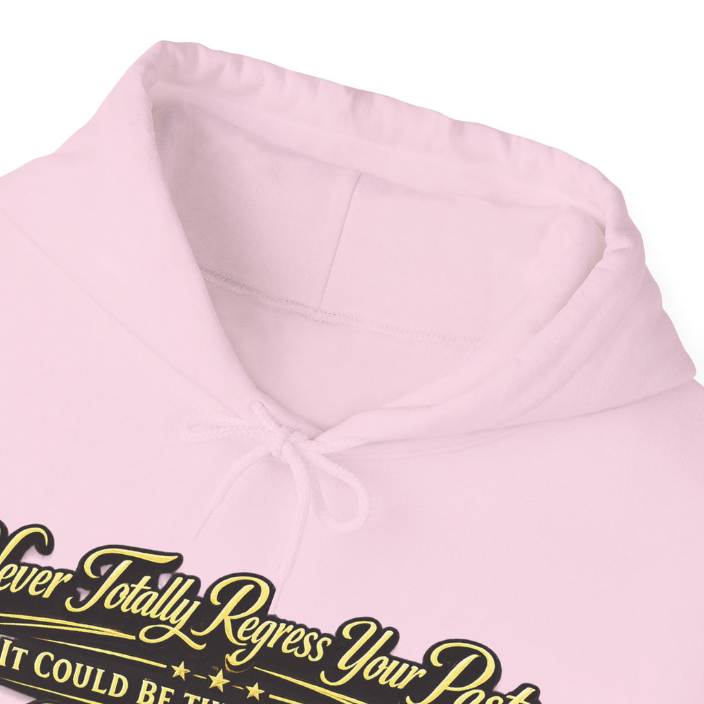 Inspirational Hoodie – “Never Letting Regret Your Past” Motivational City Night Sweatshirt Printify