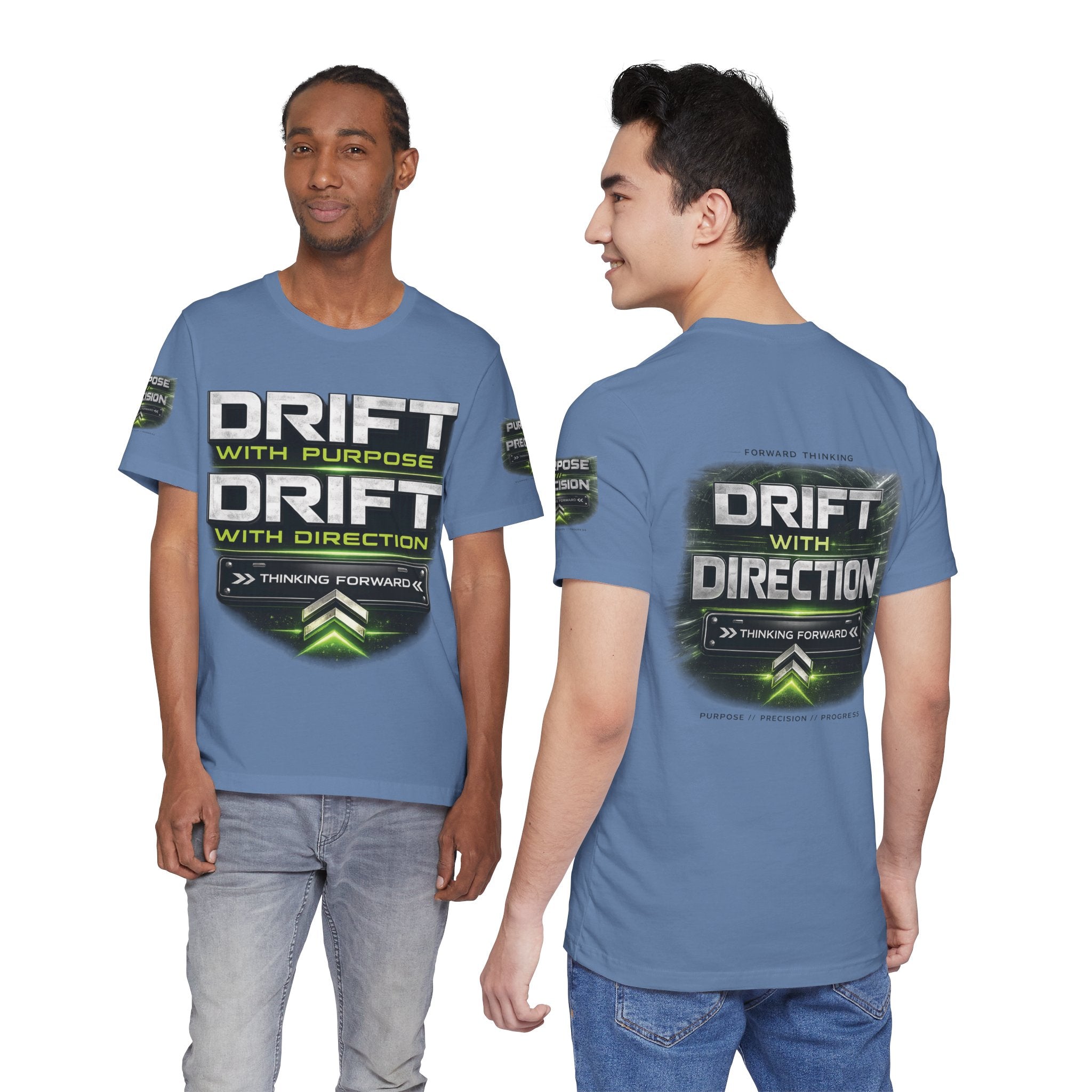 Drift With Direction Graphic Tee — 'Drift with Purpose / Thinking Forward' Racing T-Shirt Printify
