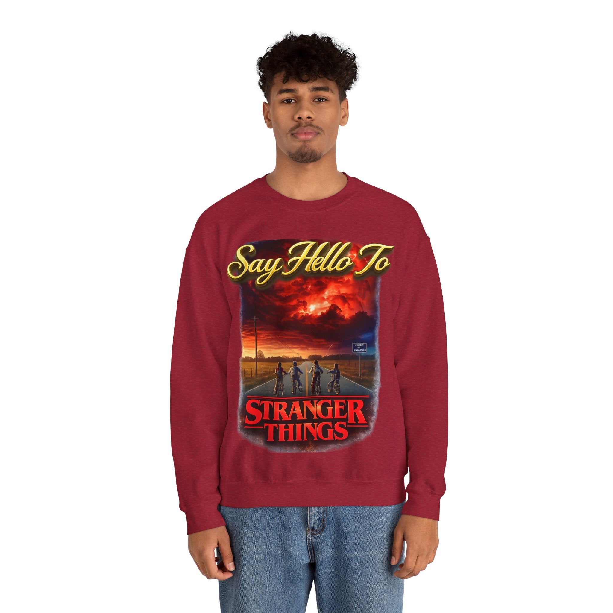 Stranger Things "Say Hello To" Crewneck Sweatshirt Printify