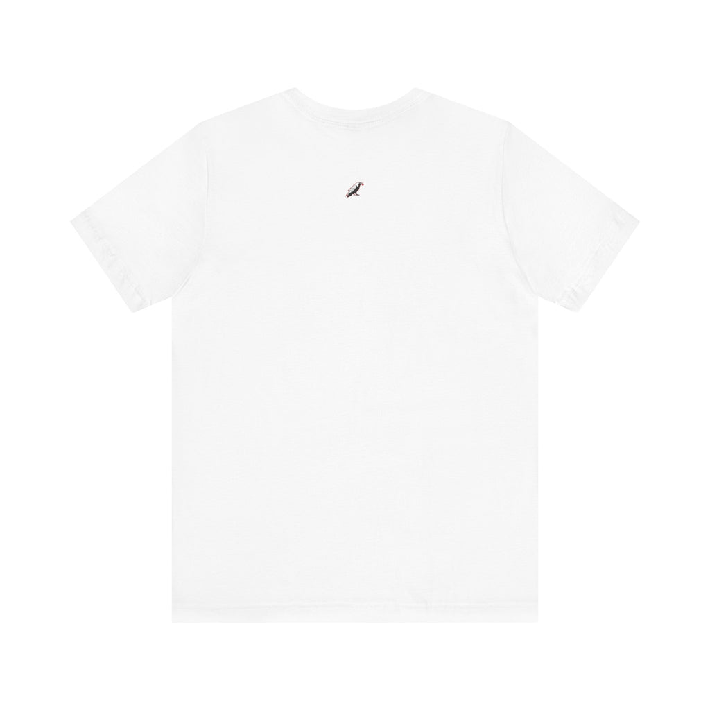Horror Mask Split Face Tee — "Say Hello To Your Family and Friends" Graphic T-Shirt Printify