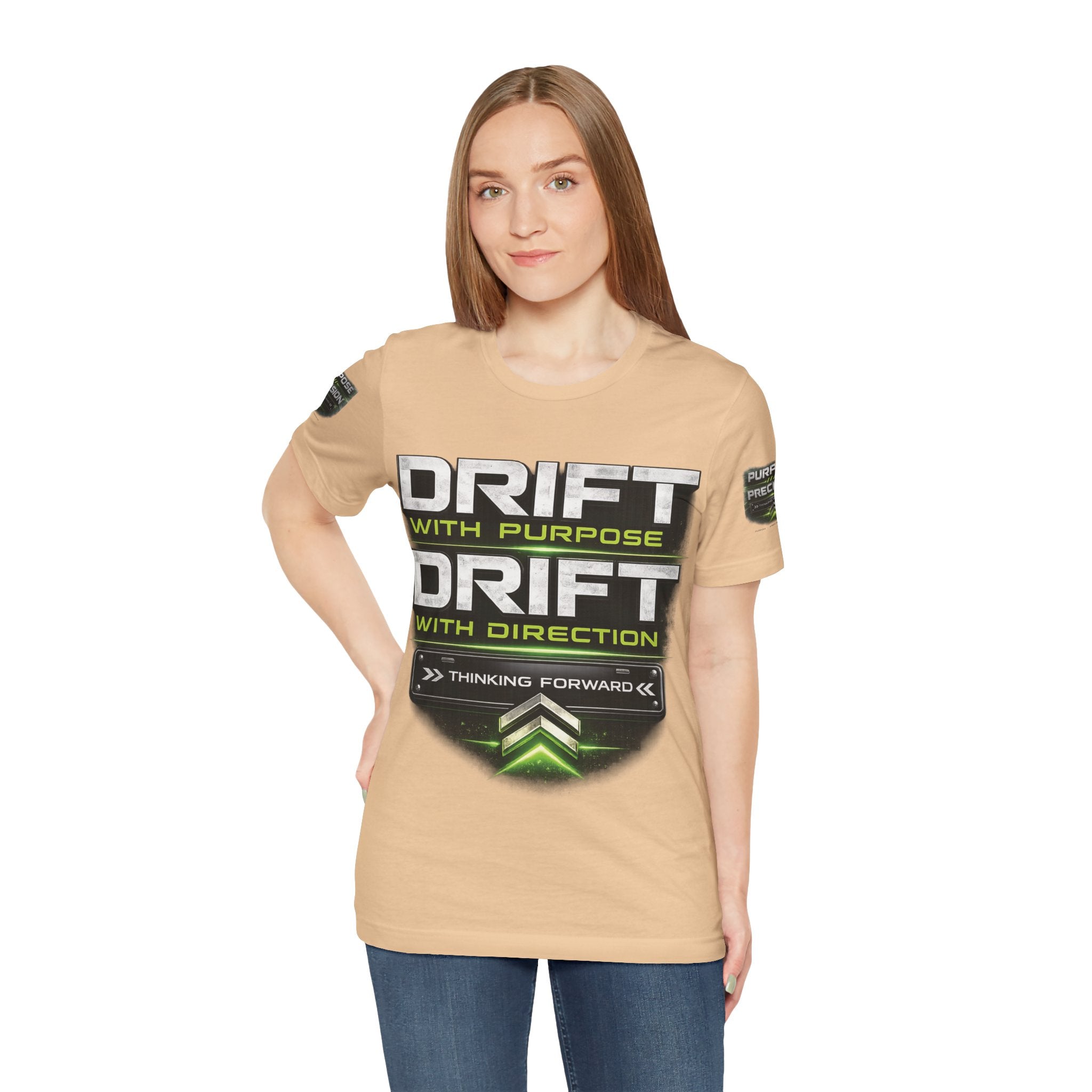 Drift With Direction Graphic Tee — 'Drift with Purpose / Thinking Forward' Racing T-Shirt Printify