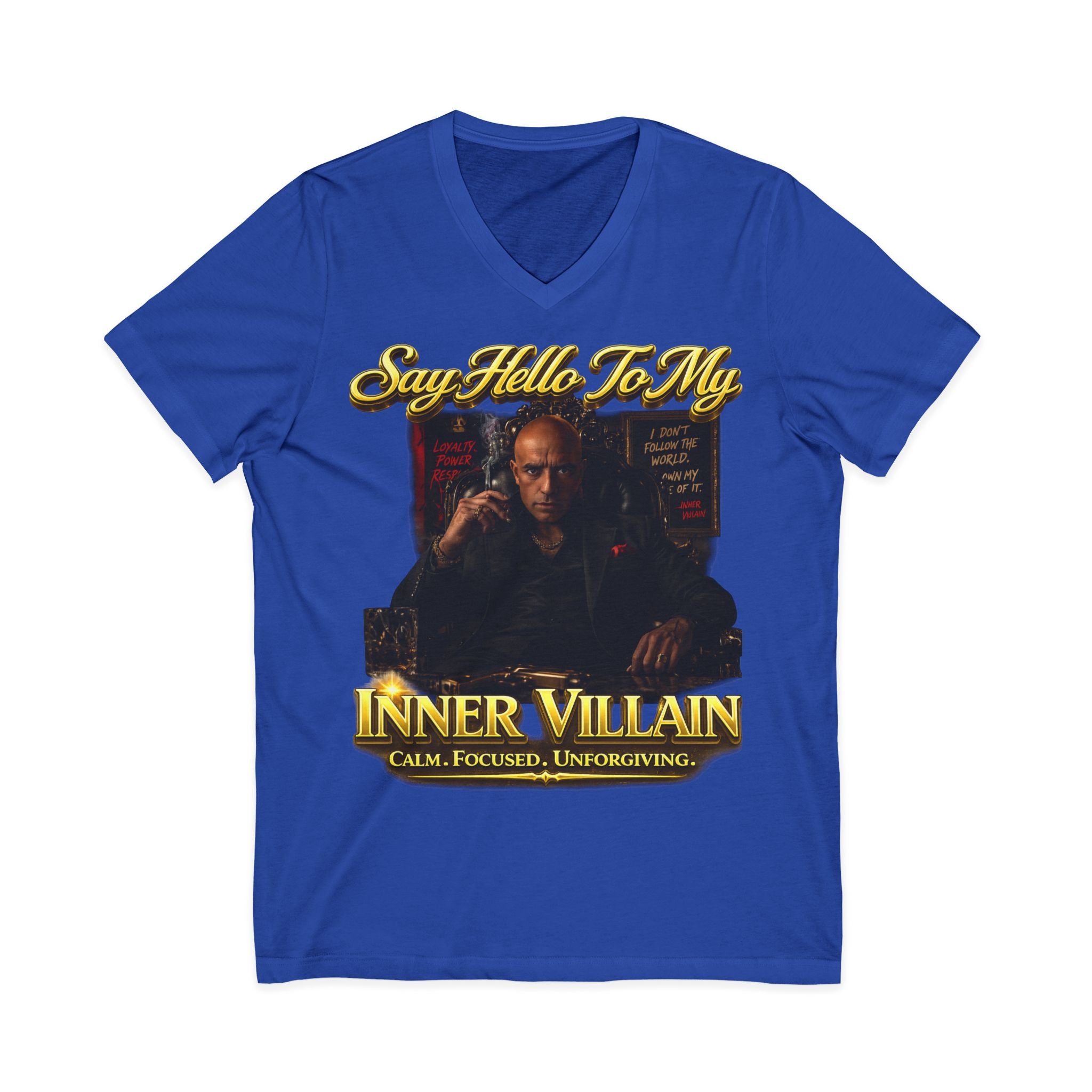 Inner Villain V‑Neck Tee – "Say Hello To Inner Villain" Graphic Shirt Printify