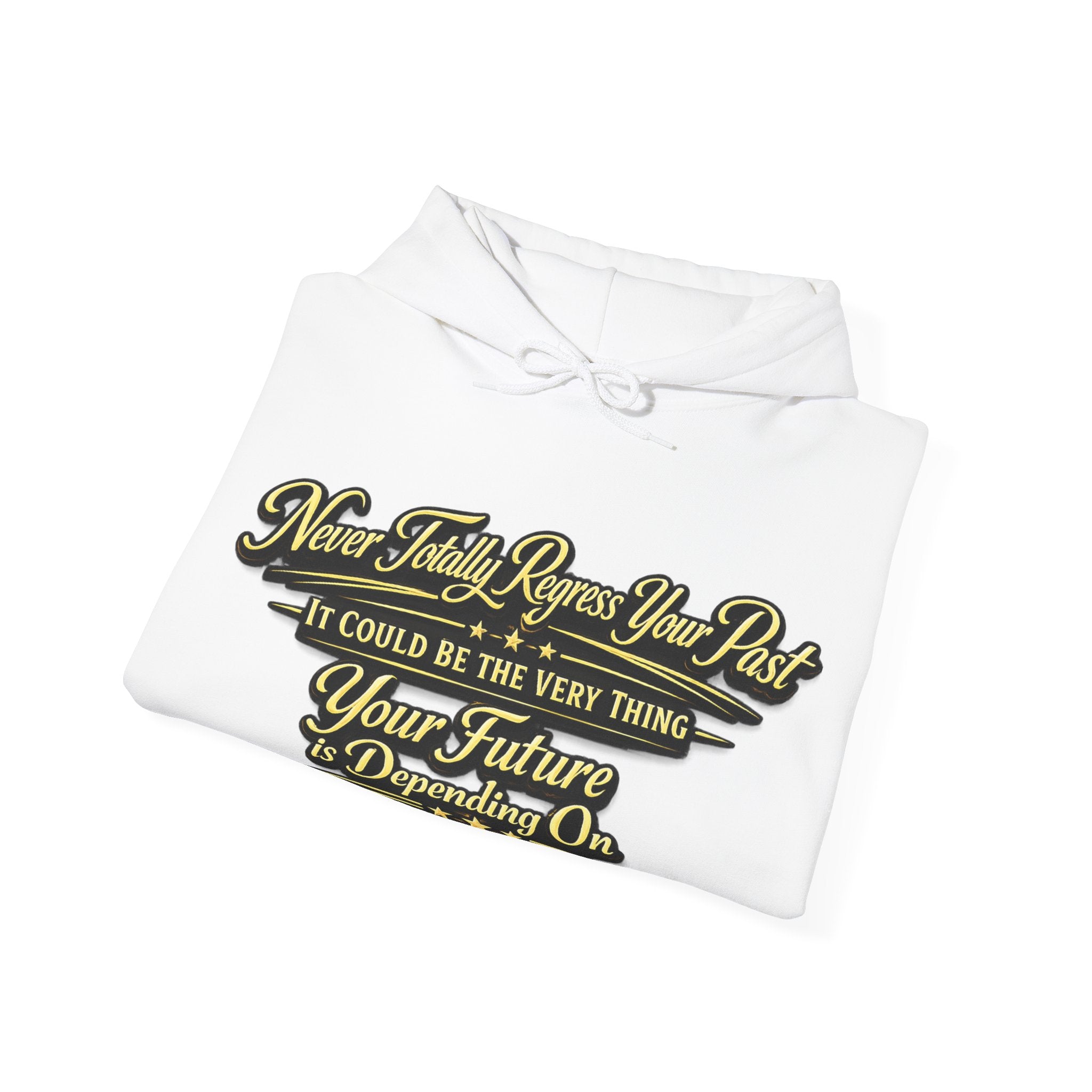 Inspirational Hoodie – “Never Letting Regret Your Past” Motivational City Night Sweatshirt Printify