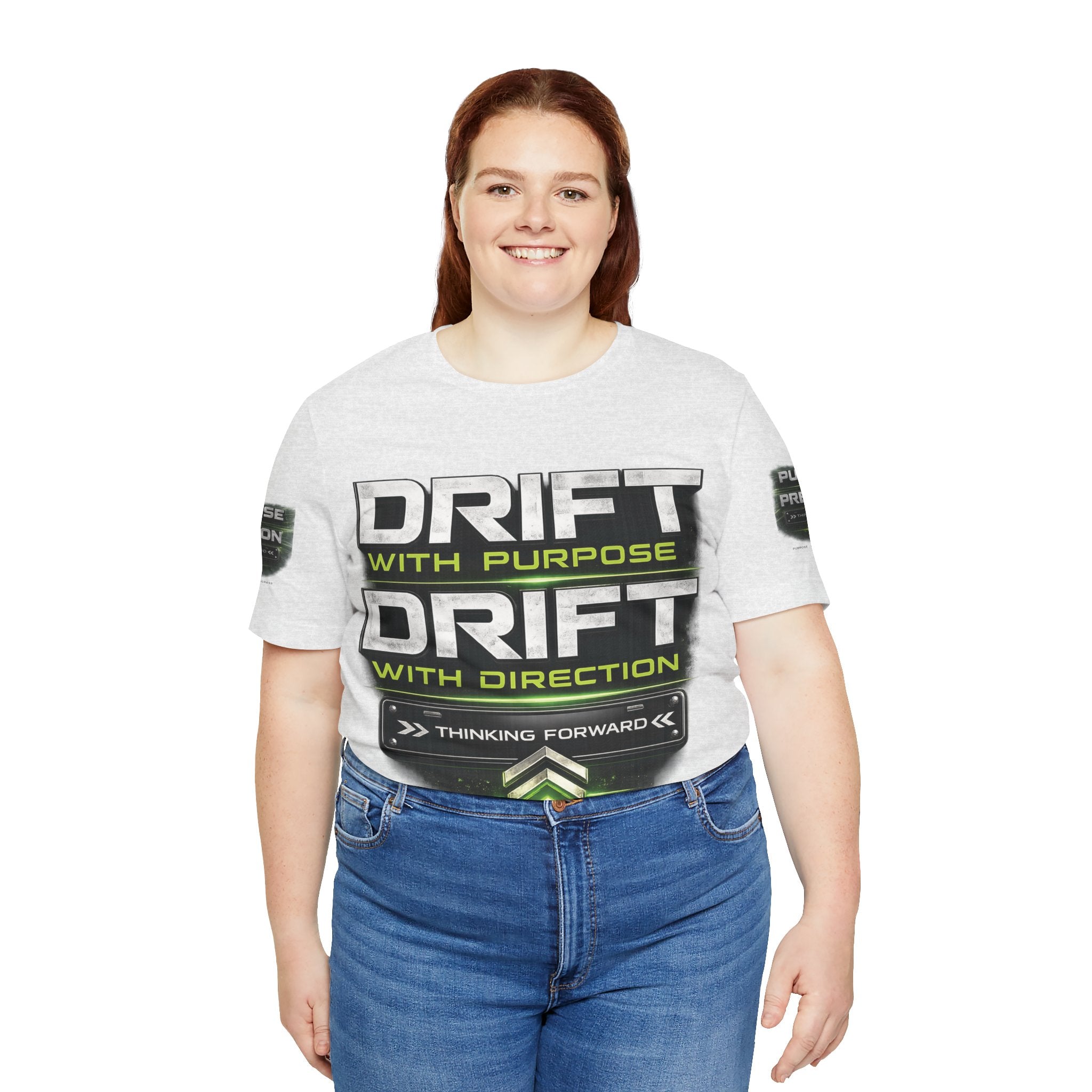 Drift With Direction Graphic Tee — 'Drift with Purpose / Thinking Forward' Racing T-Shirt Printify