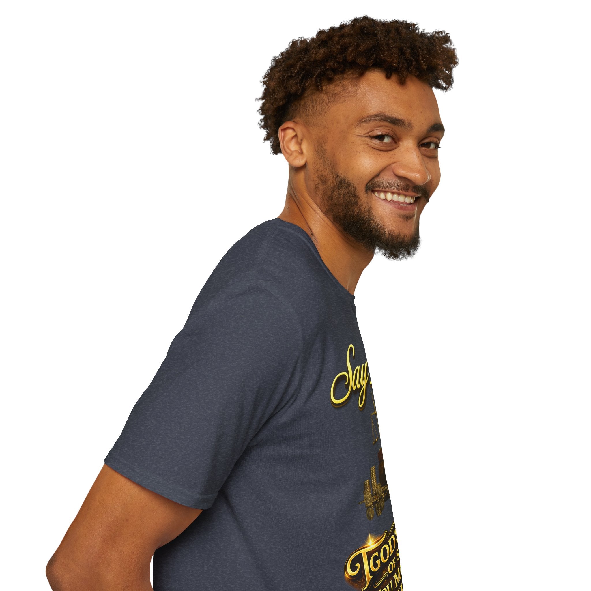 T-Shirt — "Say Hello" Money & Faith Graphic Tee (God's Way You Make Too Much Money) Printify