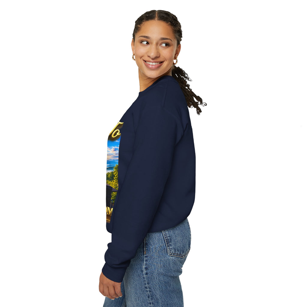 Working From Home Sweatshirt – "Say Hello To" Scenic Home Office Crewneck Printify