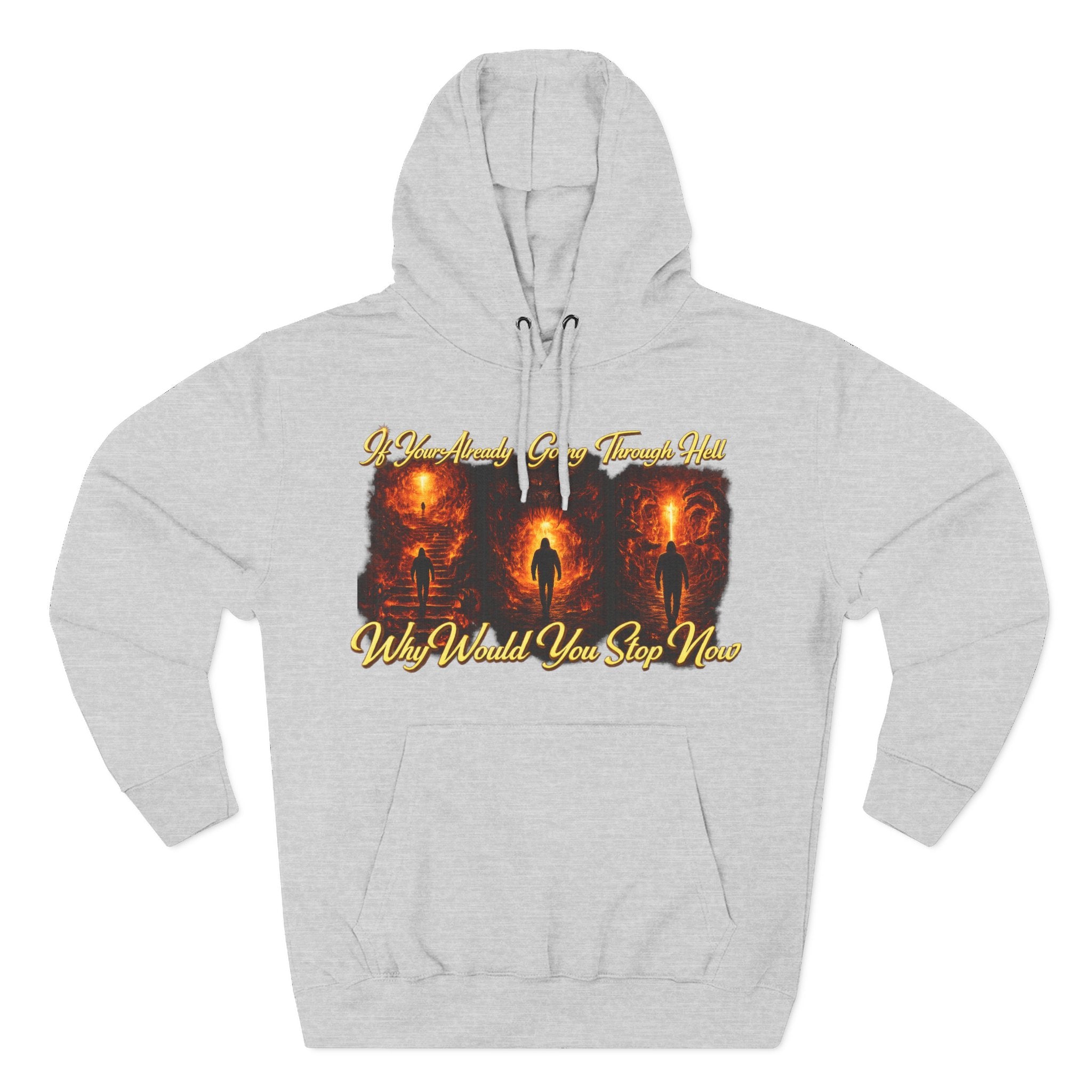 Three-Panel Inspirational Hoodie — "I Was Awakened..." Spiritual Graphic Pullover Printify