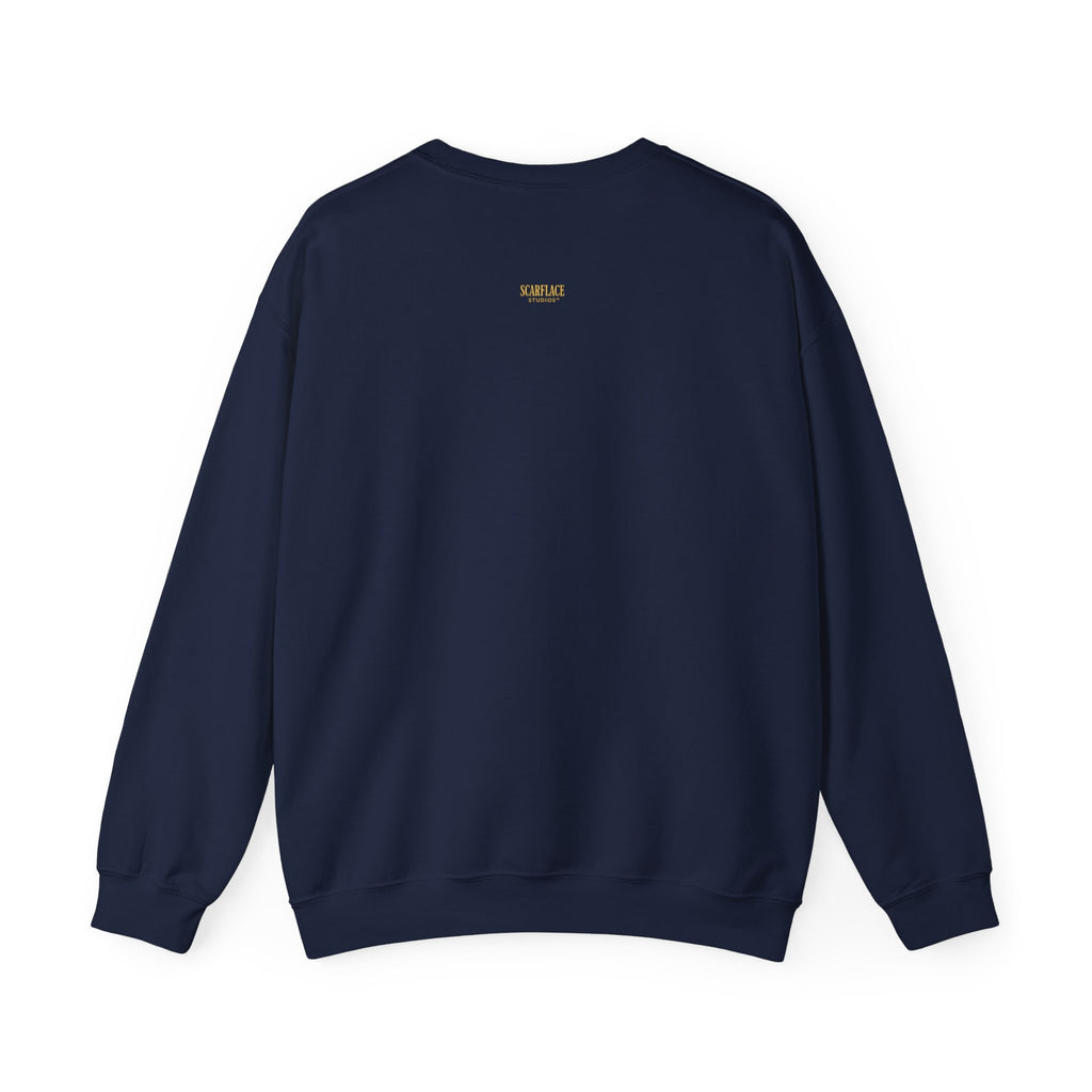 Crewneck Sweatshirt — 'Ok Mahn!' Gold Script Minimalist Streetwear Printify