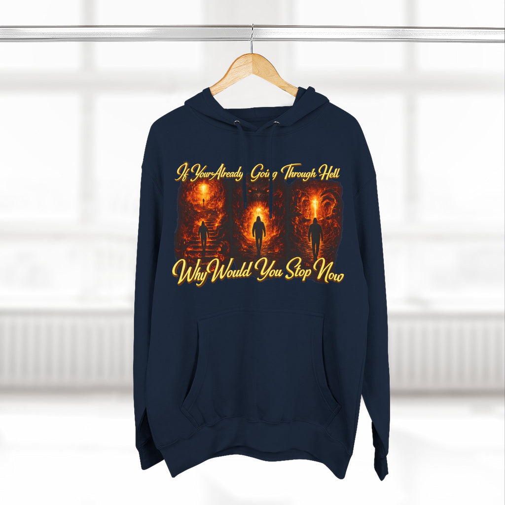 Three-Panel Inspirational Hoodie — "I Was Awakened..." Spiritual Graphic Pullover Printify