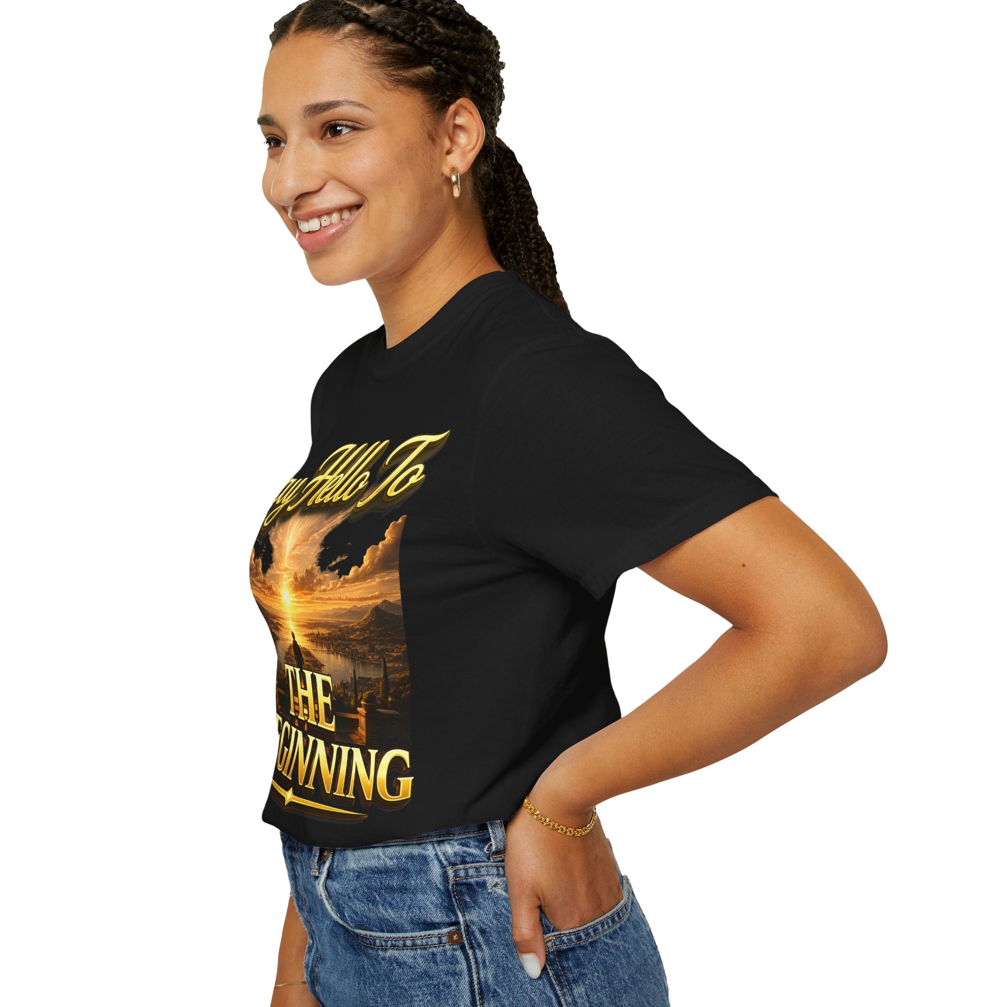 Inspirational 'Say Hello to The Beginning' Sunrise T-Shirt Printify