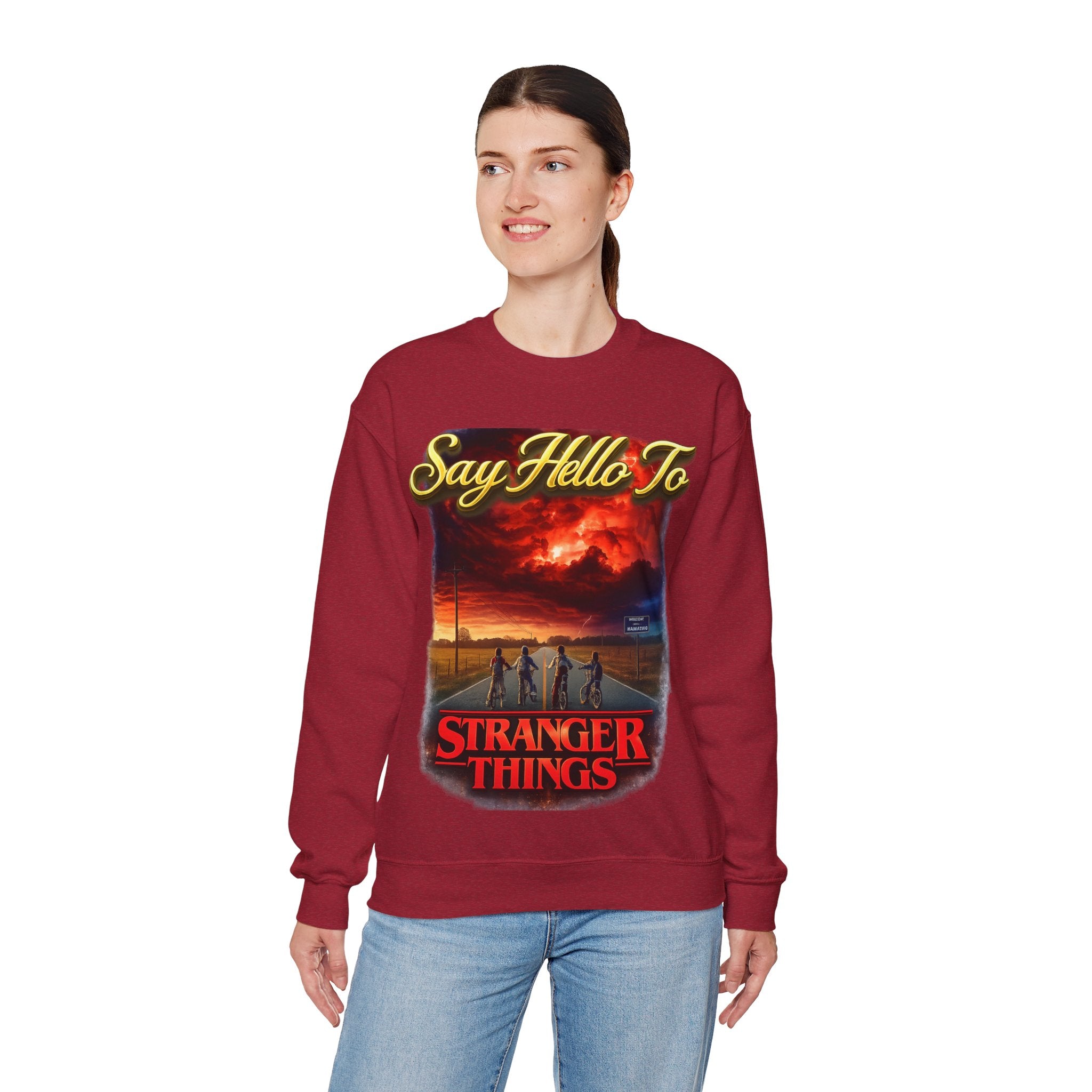 Stranger Things "Say Hello To" Crewneck Sweatshirt Printify