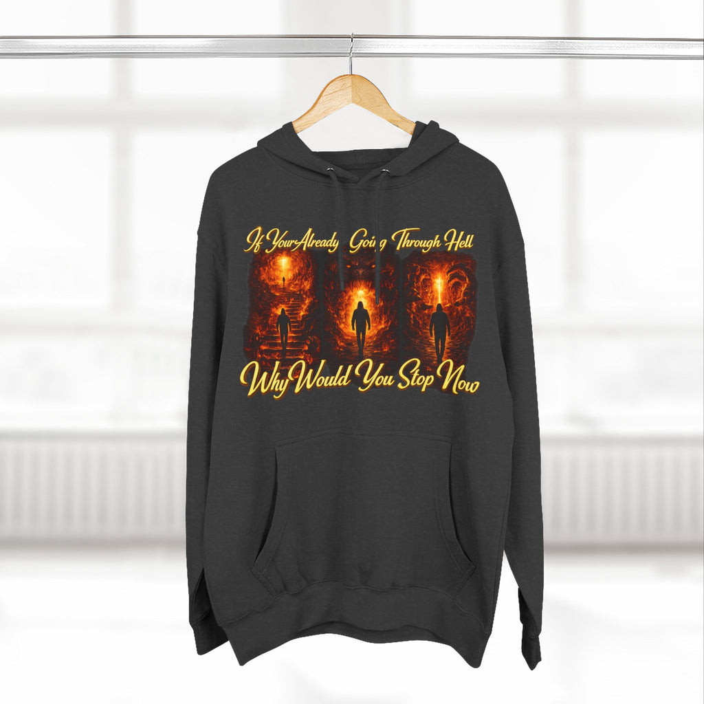 Three-Panel Inspirational Hoodie — "I Was Awakened..." Spiritual Graphic Pullover Printify