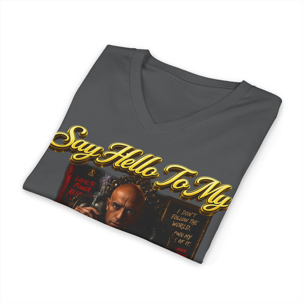 Inner Villain V‑Neck Tee – "Say Hello To Inner Villain" Graphic Shirt Printify