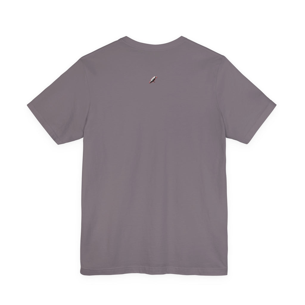 Horror Mask Split Face Tee — "Say Hello To Your Family and Friends" Graphic T-Shirt Printify
