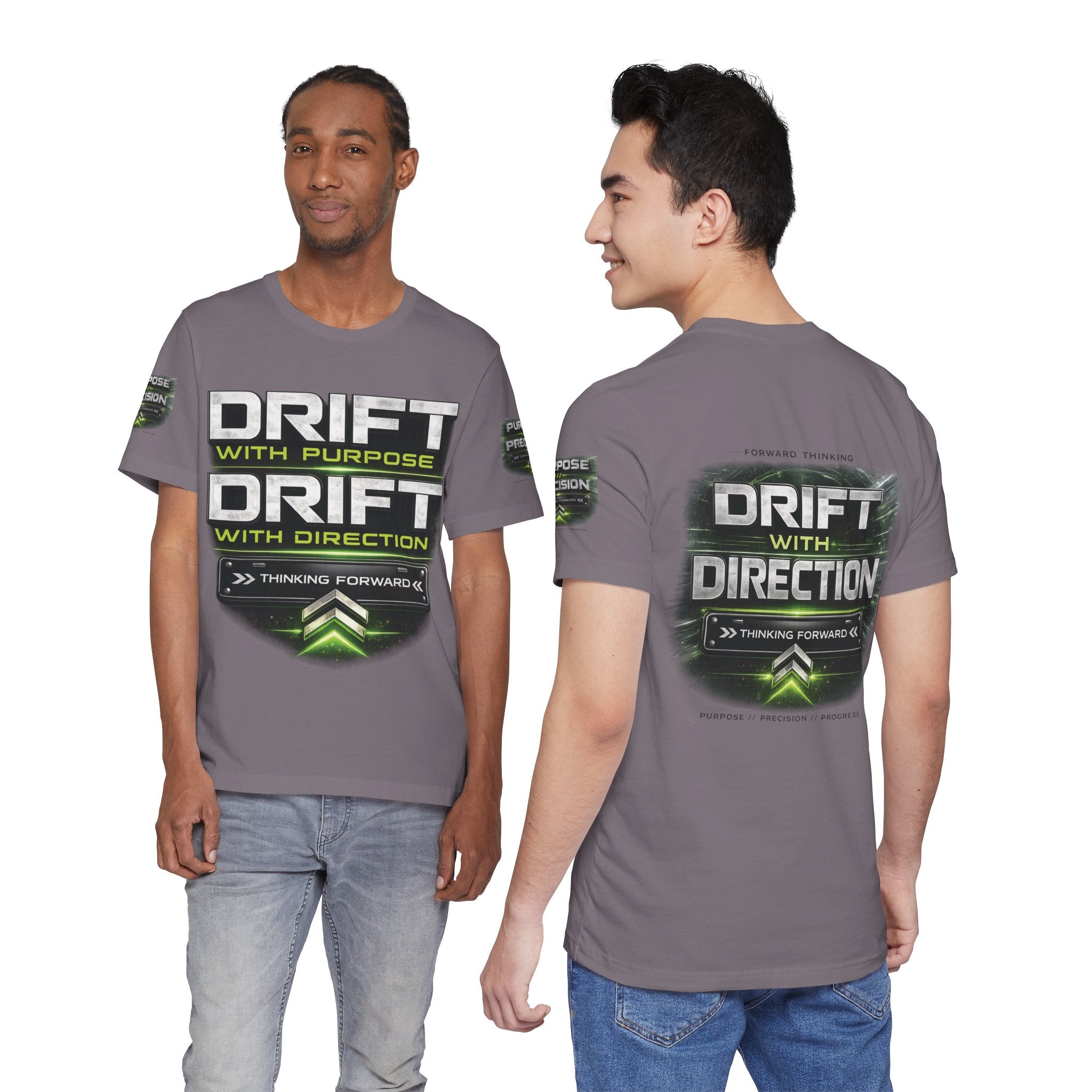 Drift With Direction Graphic Tee — 'Drift with Purpose / Thinking Forward' Racing T-Shirt Printify