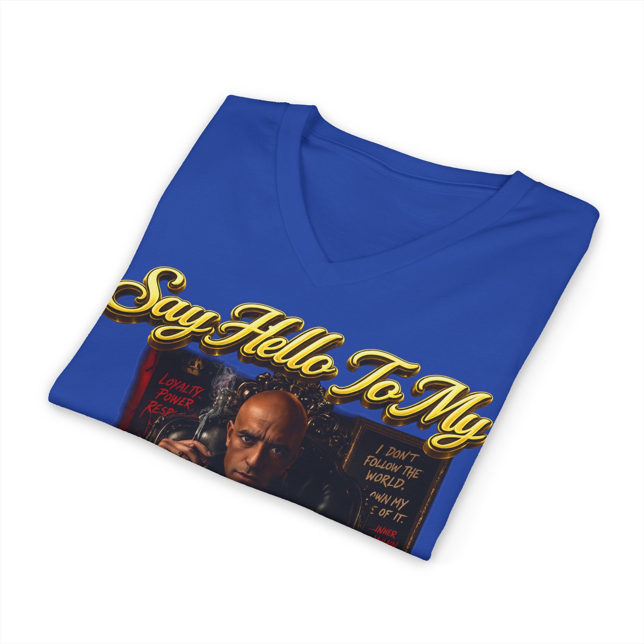 Inner Villain V‑Neck Tee – "Say Hello To Inner Villain" Graphic Shirt Printify