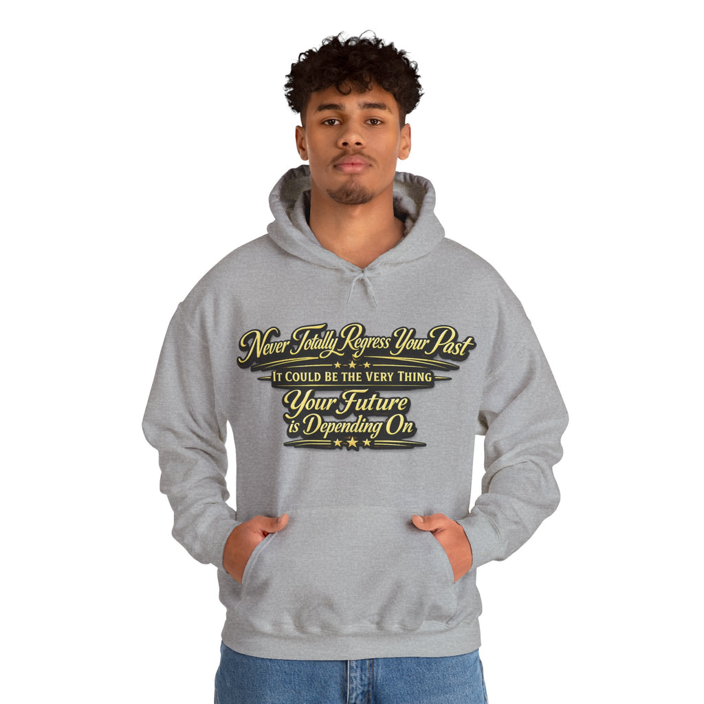 Inspirational Hoodie – “Never Letting Regret Your Past” Motivational City Night Sweatshirt Printify