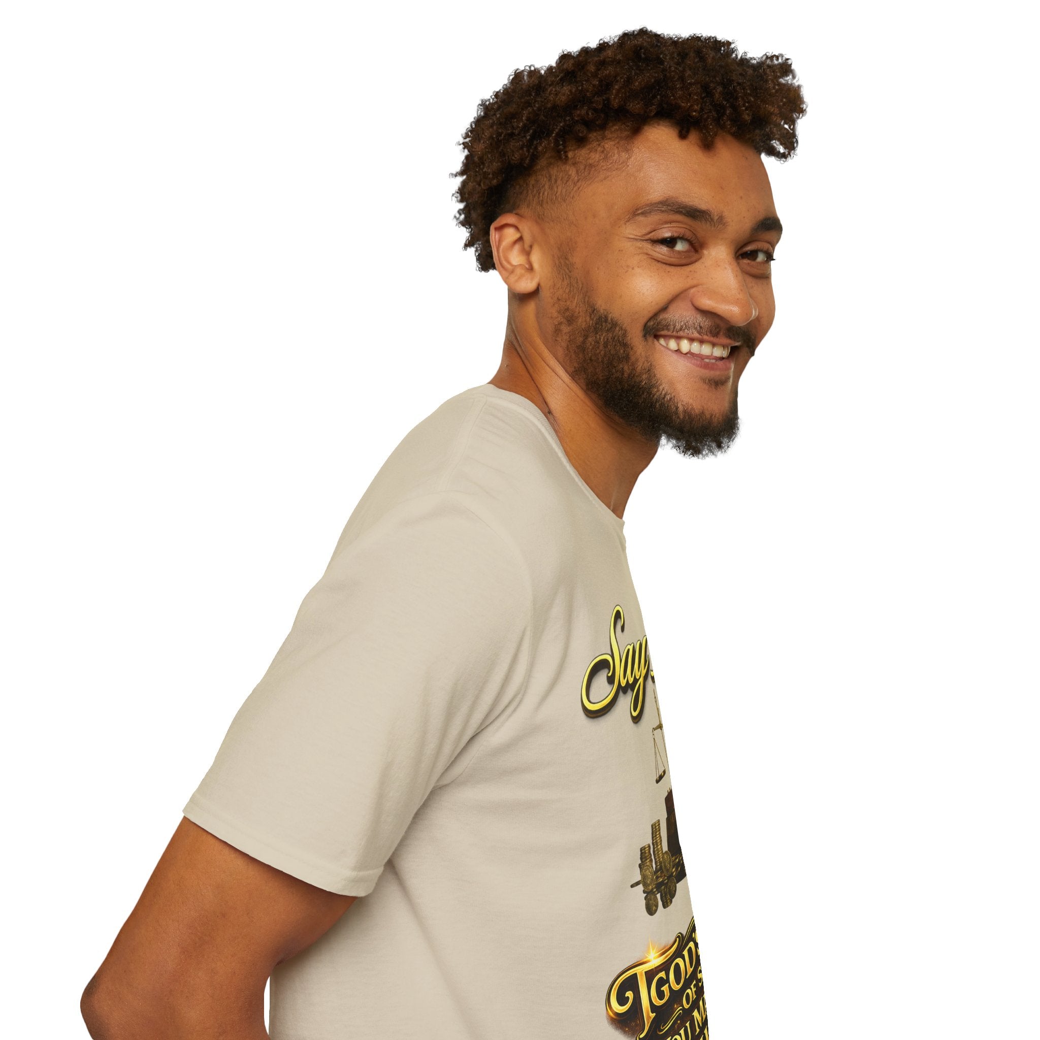 T-Shirt — "Say Hello" Money & Faith Graphic Tee (God's Way You Make Too Much Money) Printify