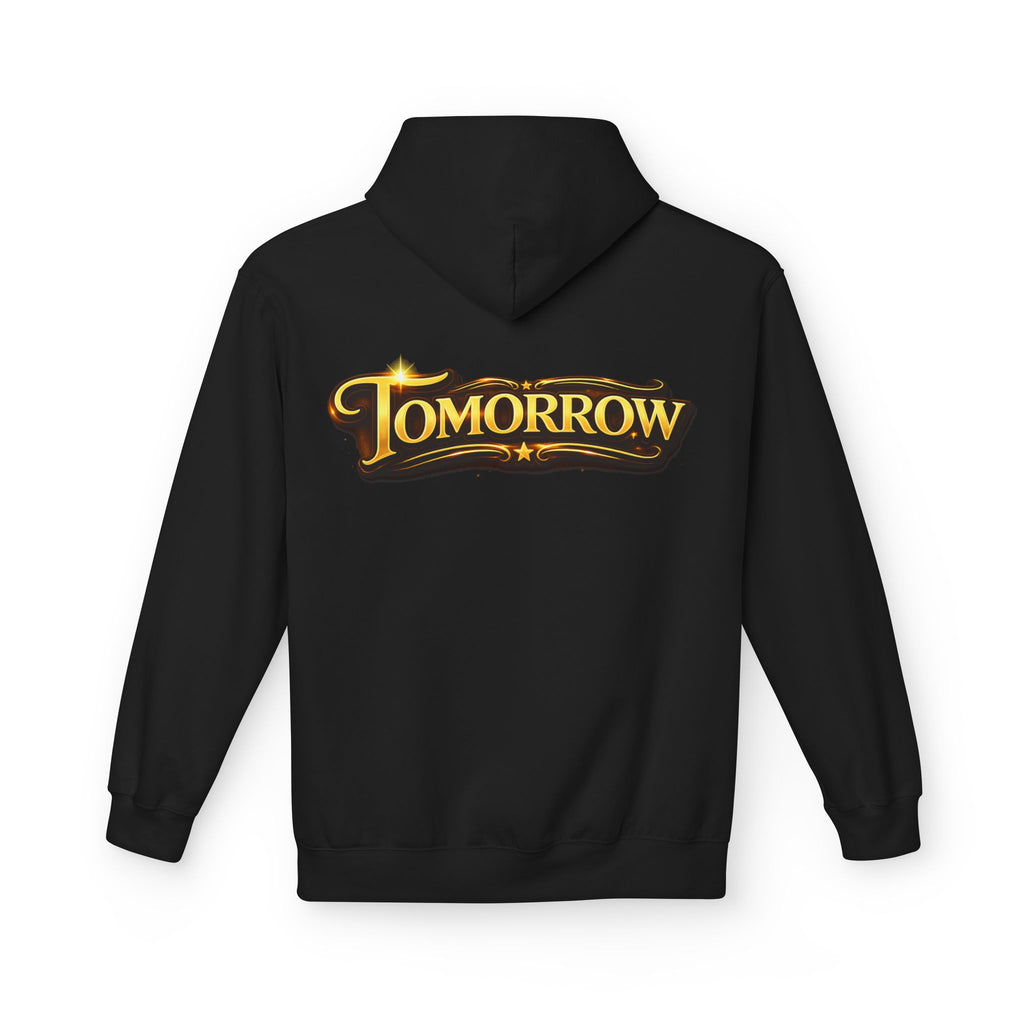 Tomorrow Hoodie — "What's Always Coming But Never Arrives?" Vintage Quote Hoodie Printify
