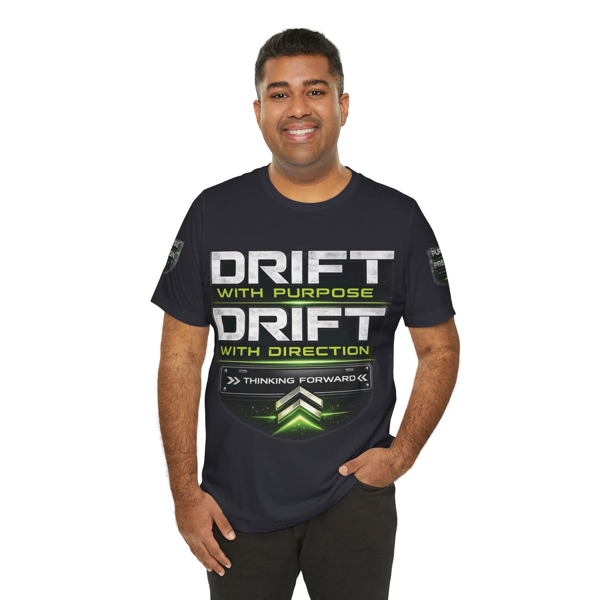 Drift With Direction Graphic Tee — 'Drift with Purpose / Thinking Forward' Racing T-Shirt Printify