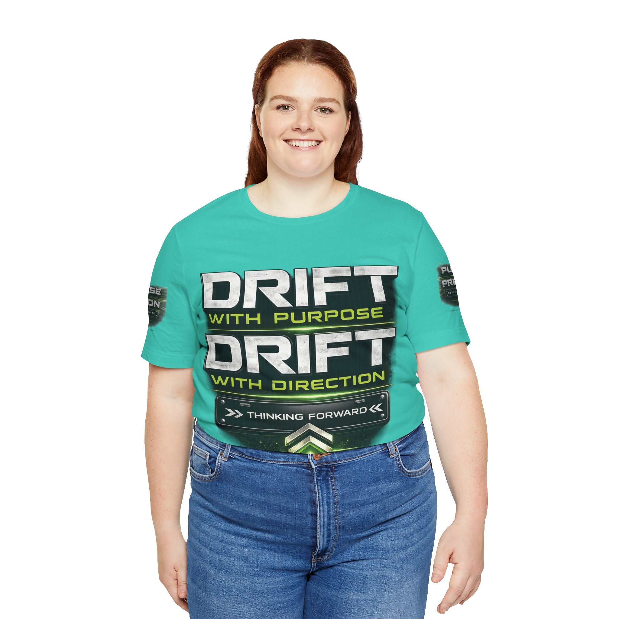 Drift With Direction Graphic Tee — 'Drift with Purpose / Thinking Forward' Racing T-Shirt Printify
