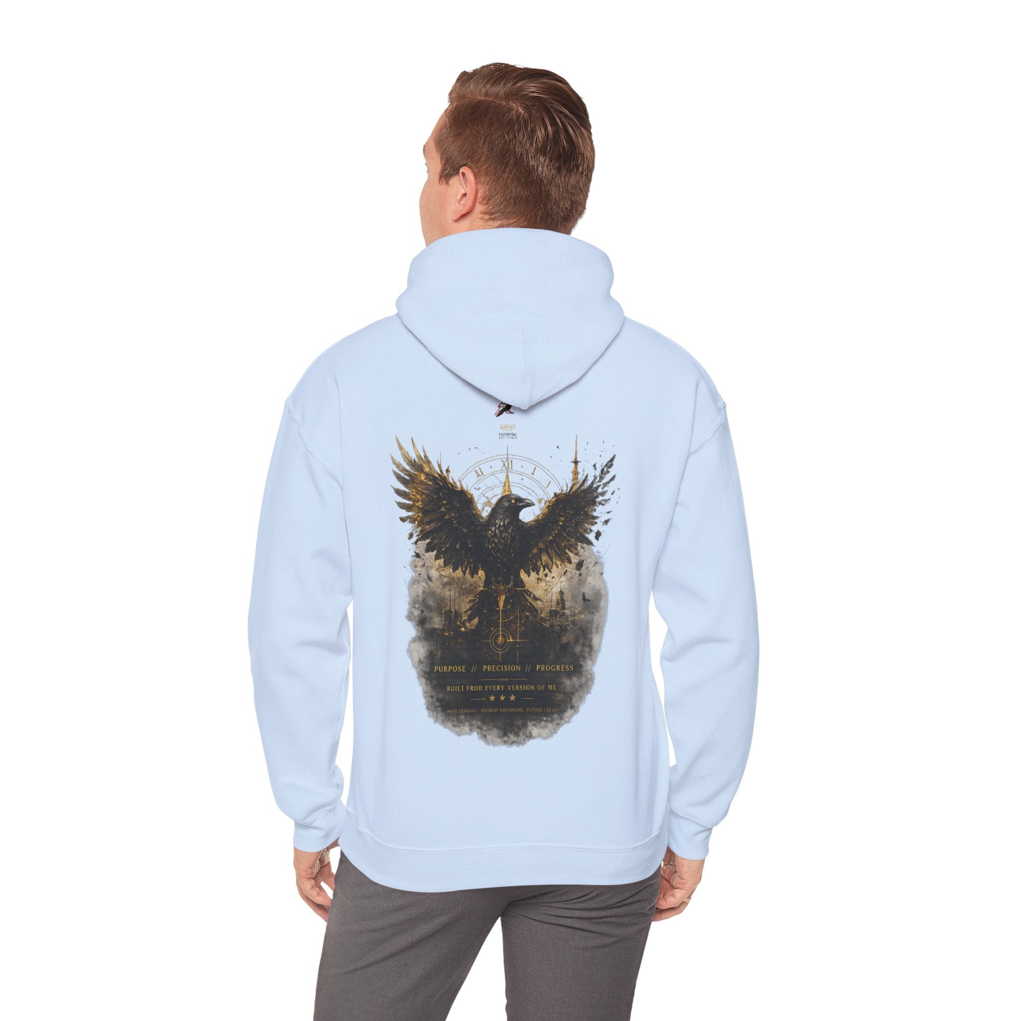 Inspirational Hoodie – “Never Letting Regret Your Past” Motivational City Night Sweatshirt Printify
