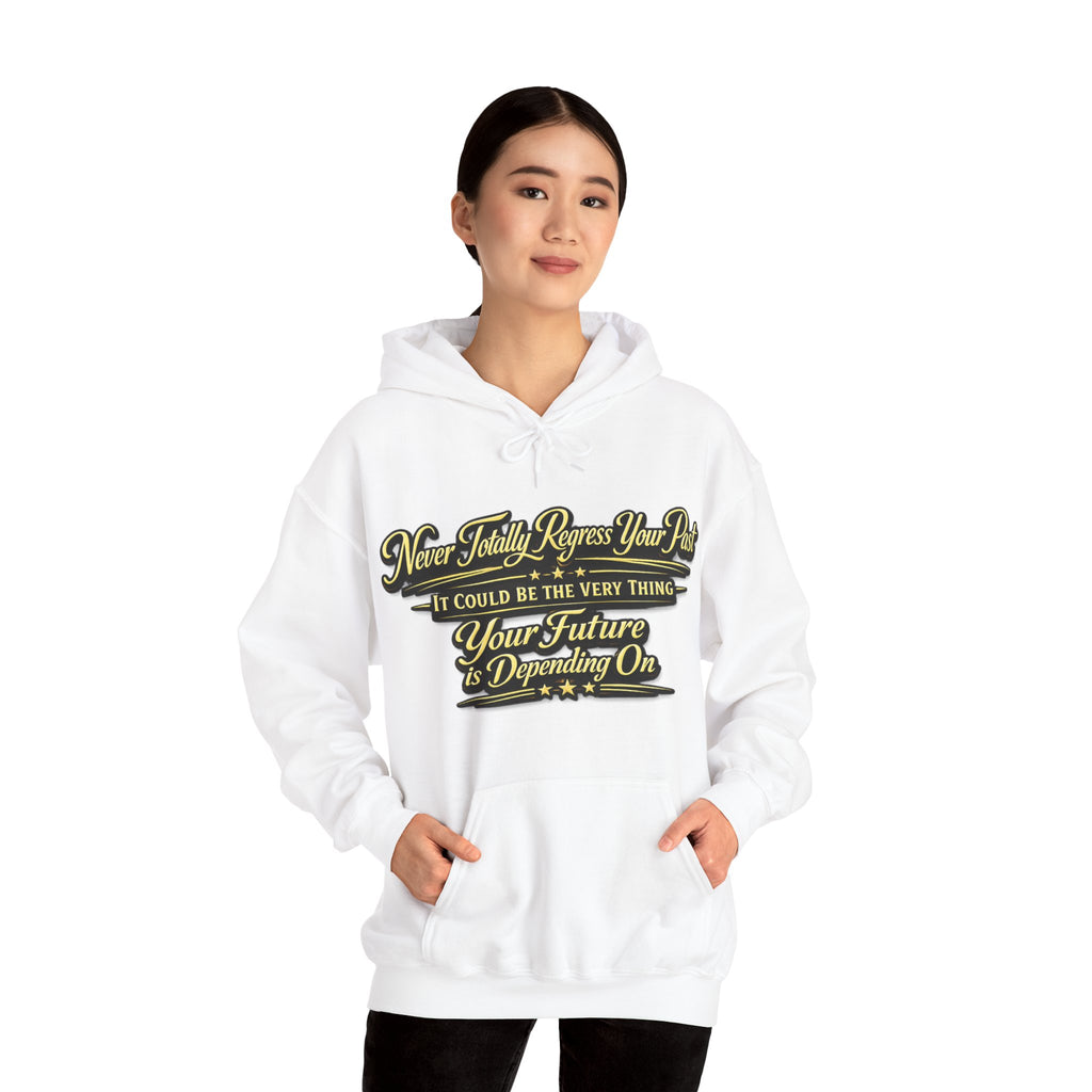 Inspirational Hoodie – “Never Letting Regret Your Past” Motivational City Night Sweatshirt Printify