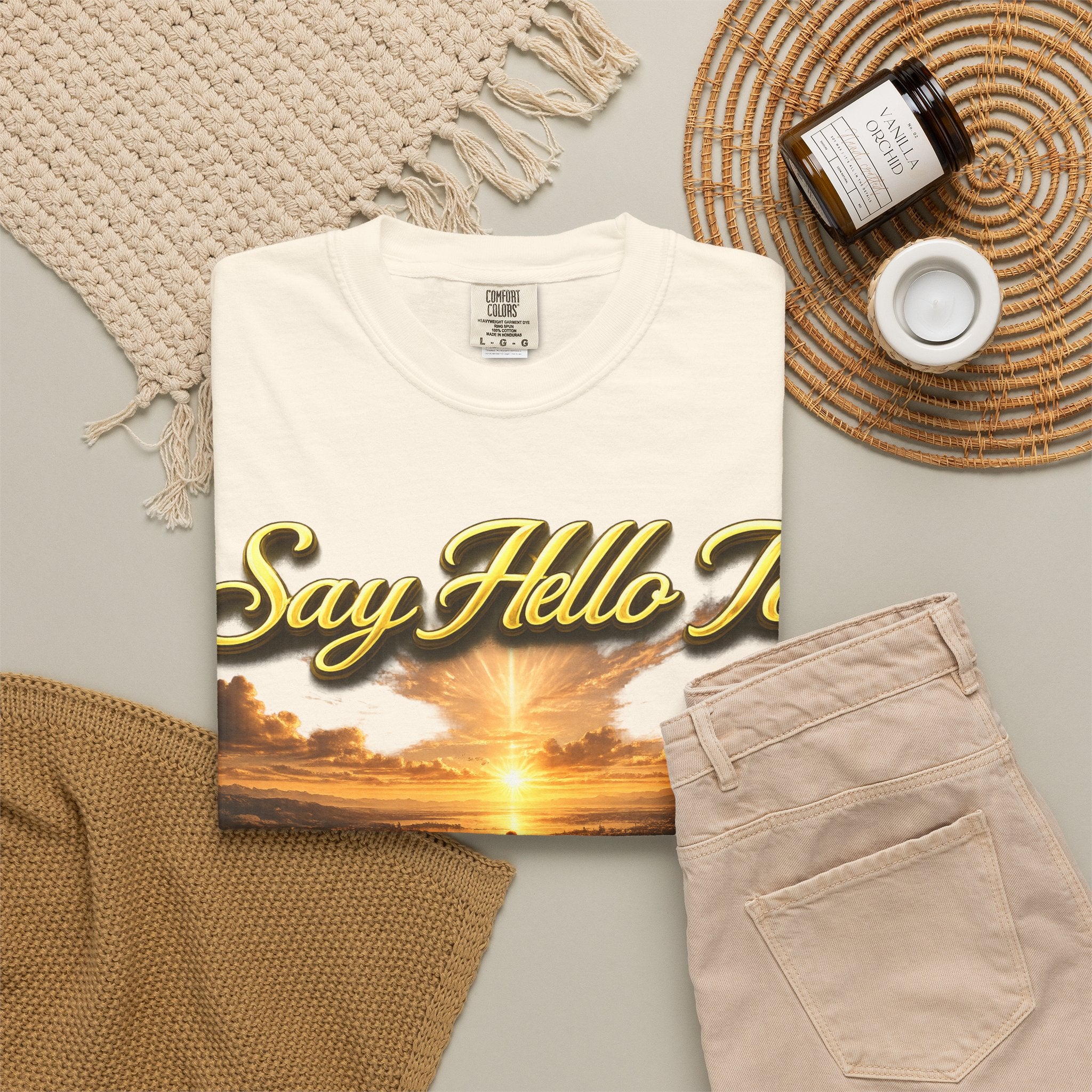 Inspirational 'Say Hello to The Beginning' Sunrise T-Shirt Printify