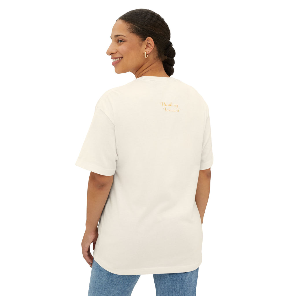 Minimalist White Boxy Tee with Subtle Script Print — Relaxed Oversized T-Shirt Printify