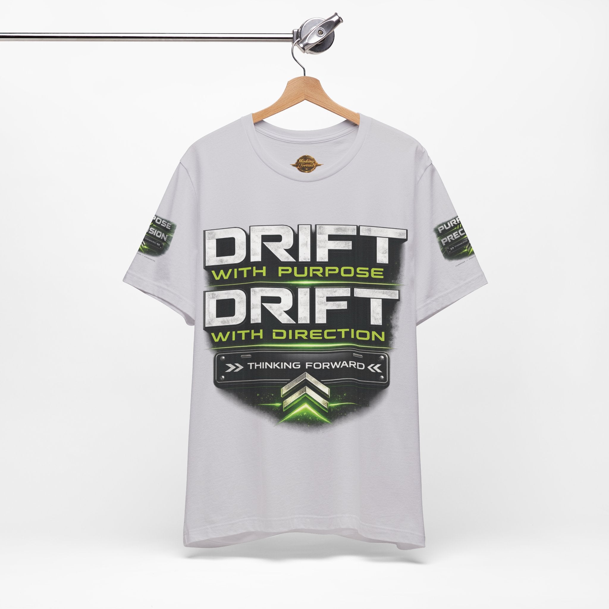 Drift With Direction Graphic Tee — 'Drift with Purpose / Thinking Forward' Racing T-Shirt Printify
