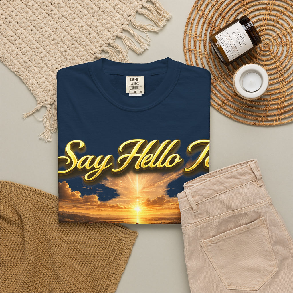 Inspirational 'Say Hello to The Beginning' Sunrise T-Shirt Printify