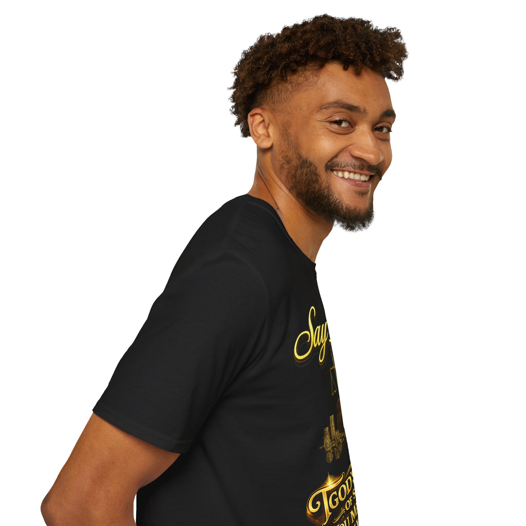 T-Shirt — "Say Hello" Money & Faith Graphic Tee (God's Way You Make Too Much Money) Printify