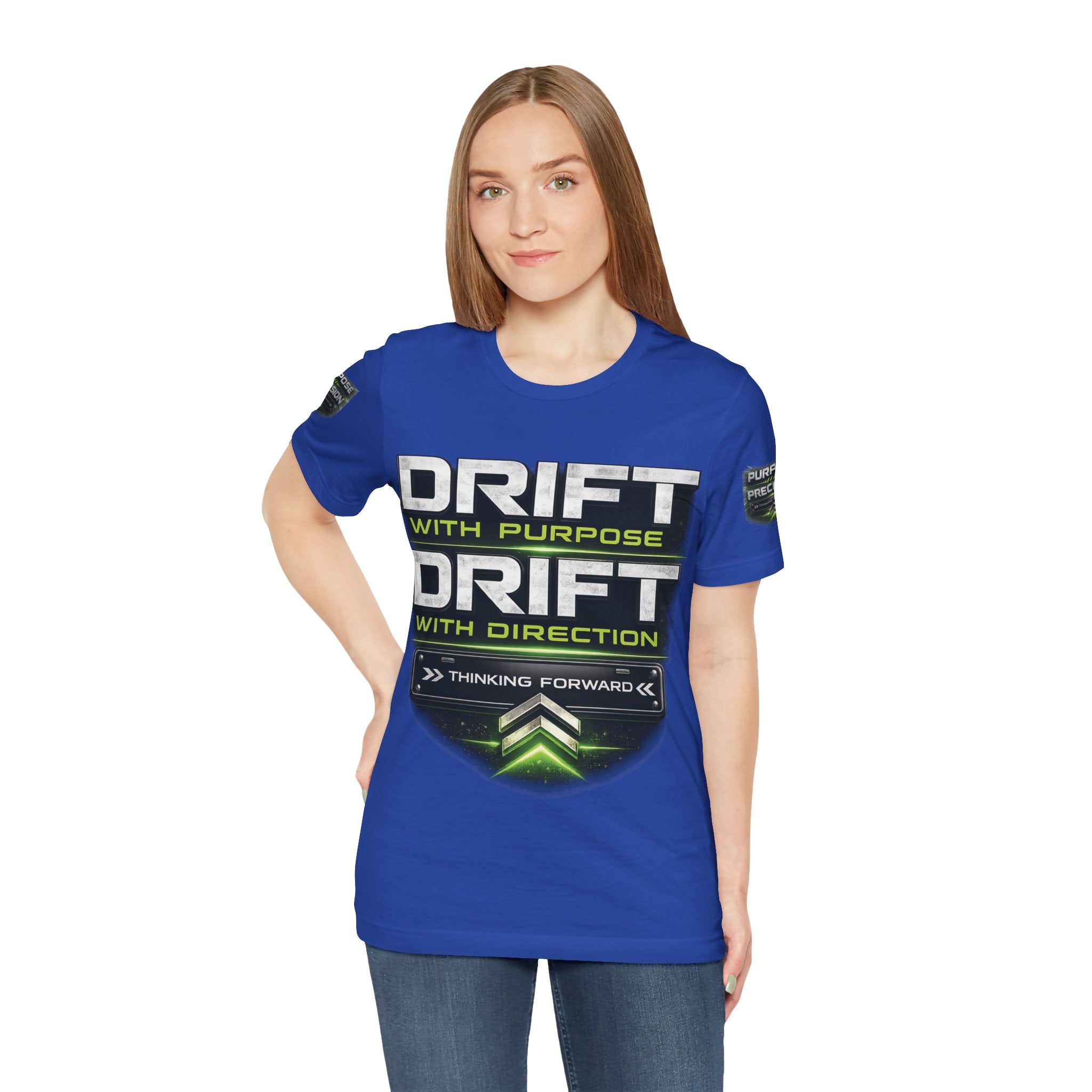 Drift With Direction Graphic Tee — 'Drift with Purpose / Thinking Forward' Racing T-Shirt Printify