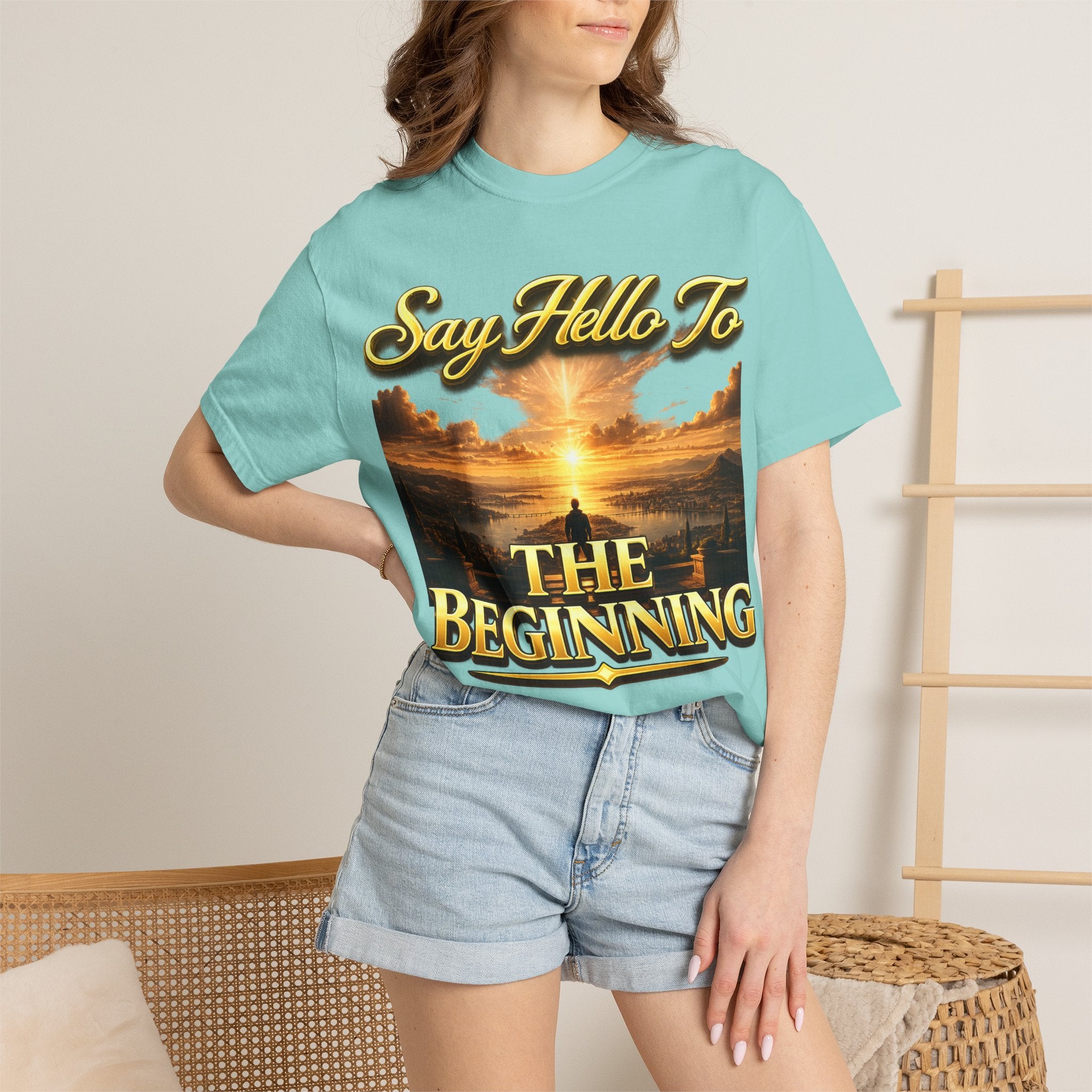 Inspirational 'Say Hello to The Beginning' Sunrise T-Shirt Printify